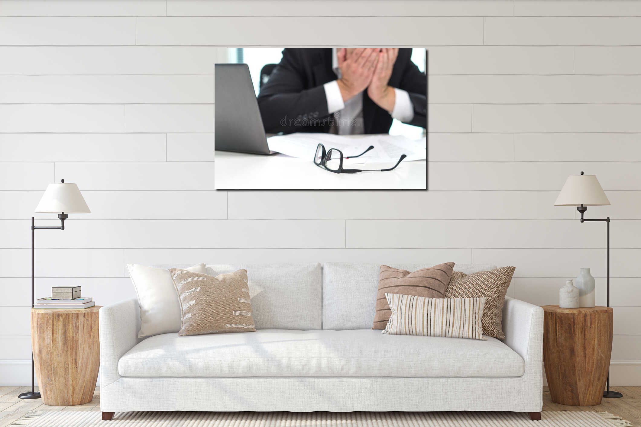 Canvas hanging interior mockup