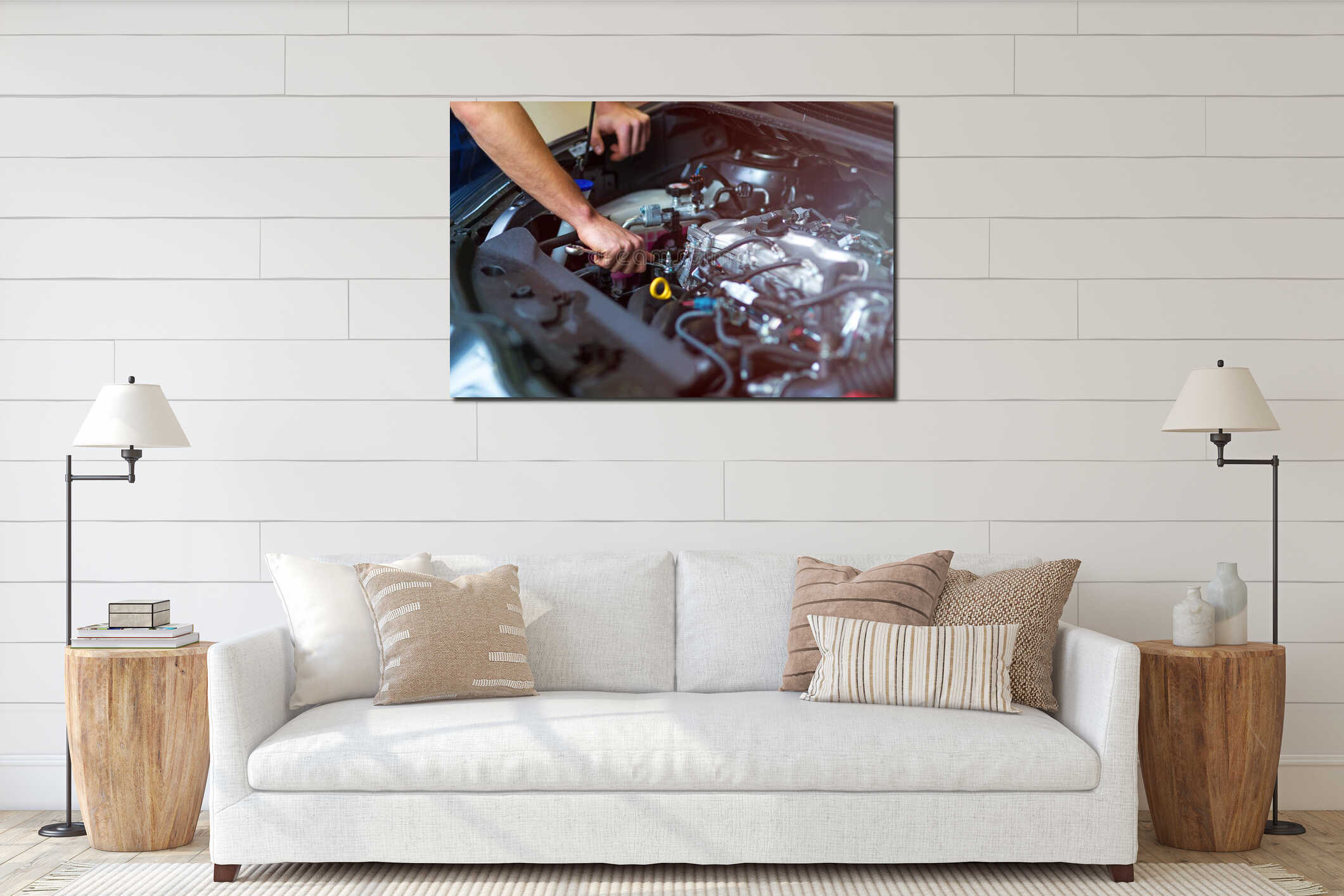 Canvas hanging interior mockup