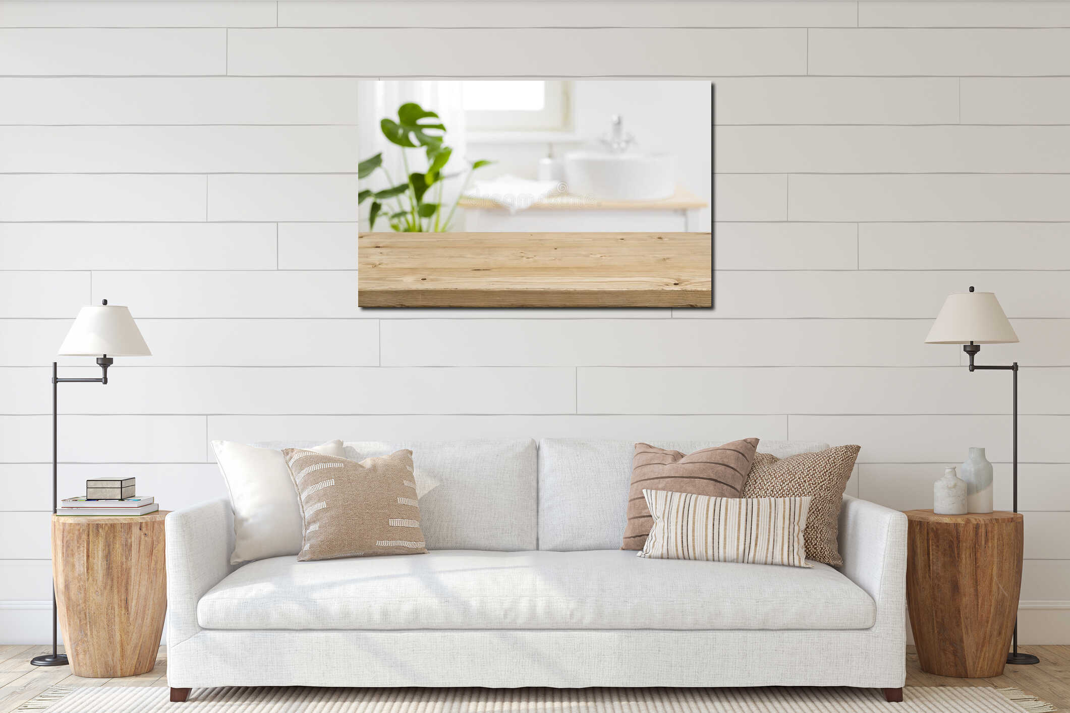 Canvas hanging interior mockup