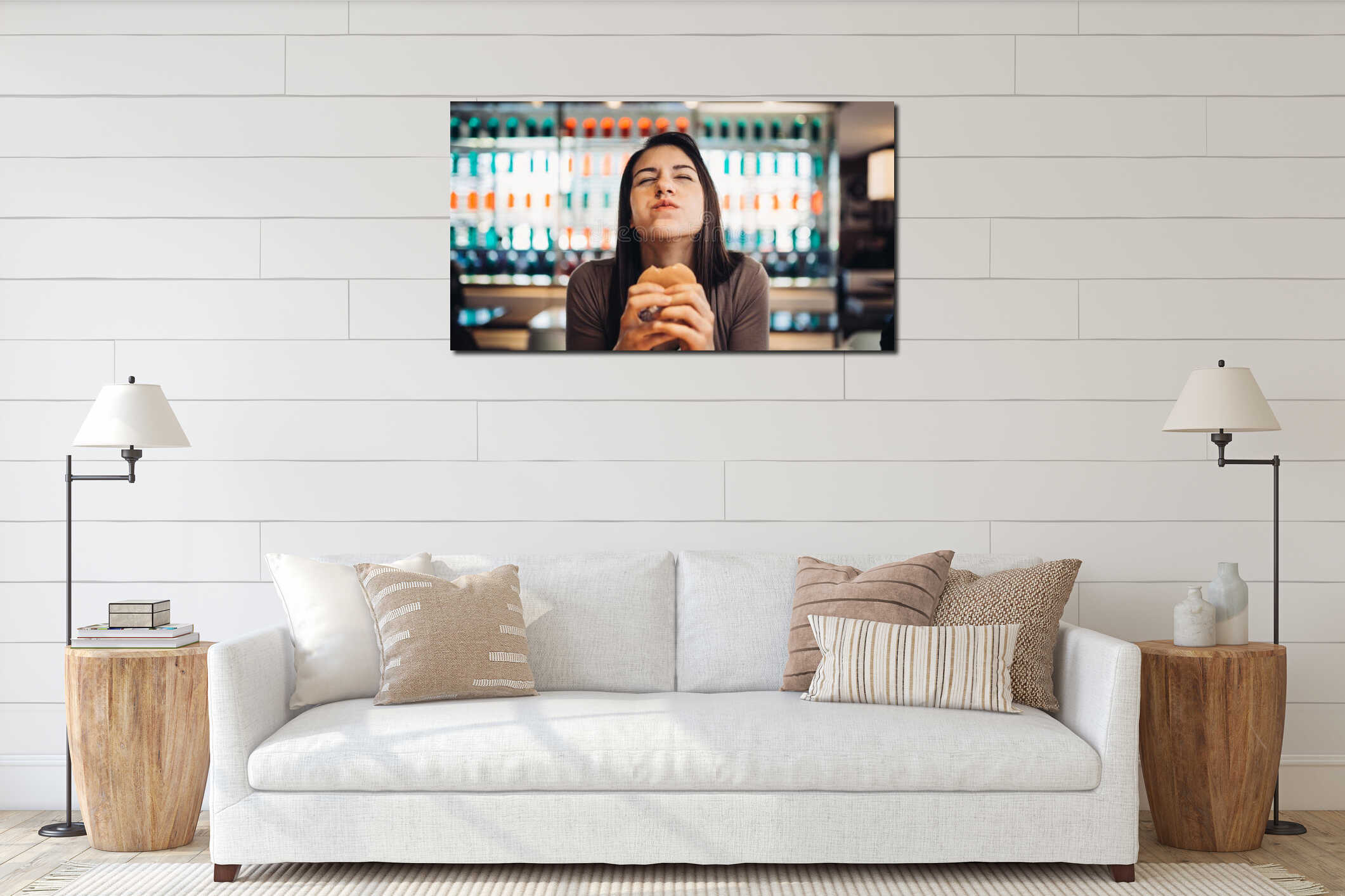 Canvas hanging interior mockup
