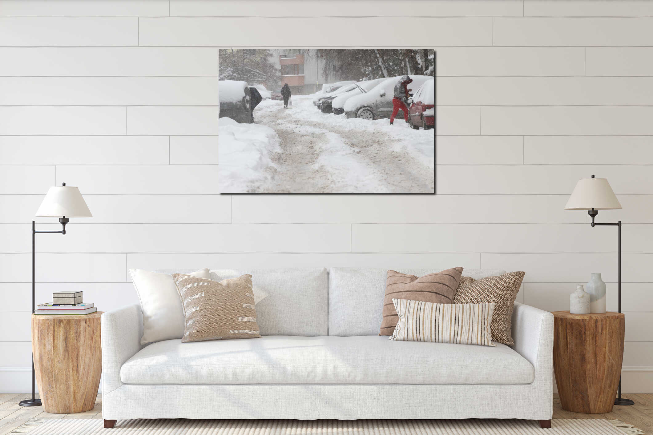Canvas hanging interior mockup