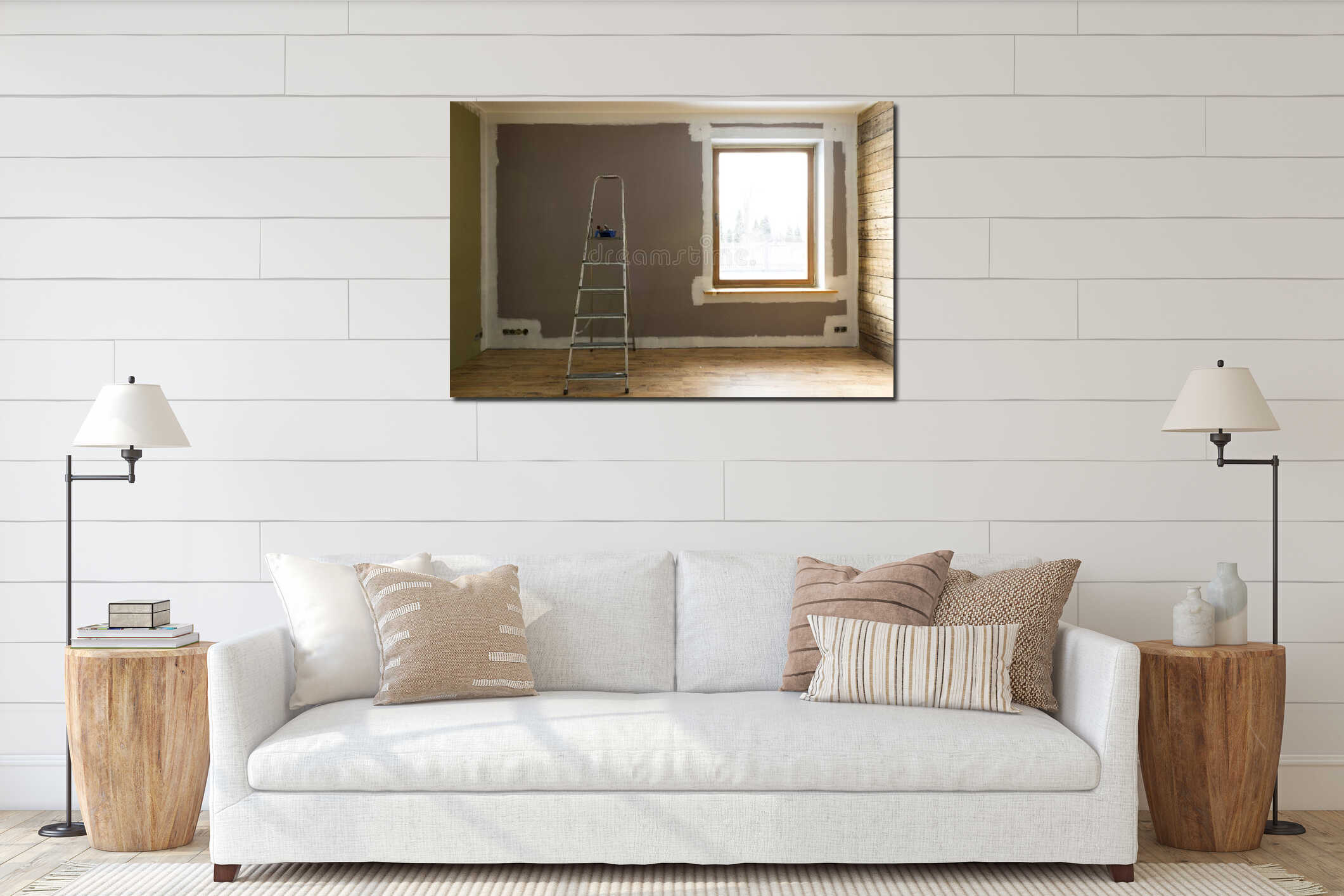 Canvas hanging interior mockup
