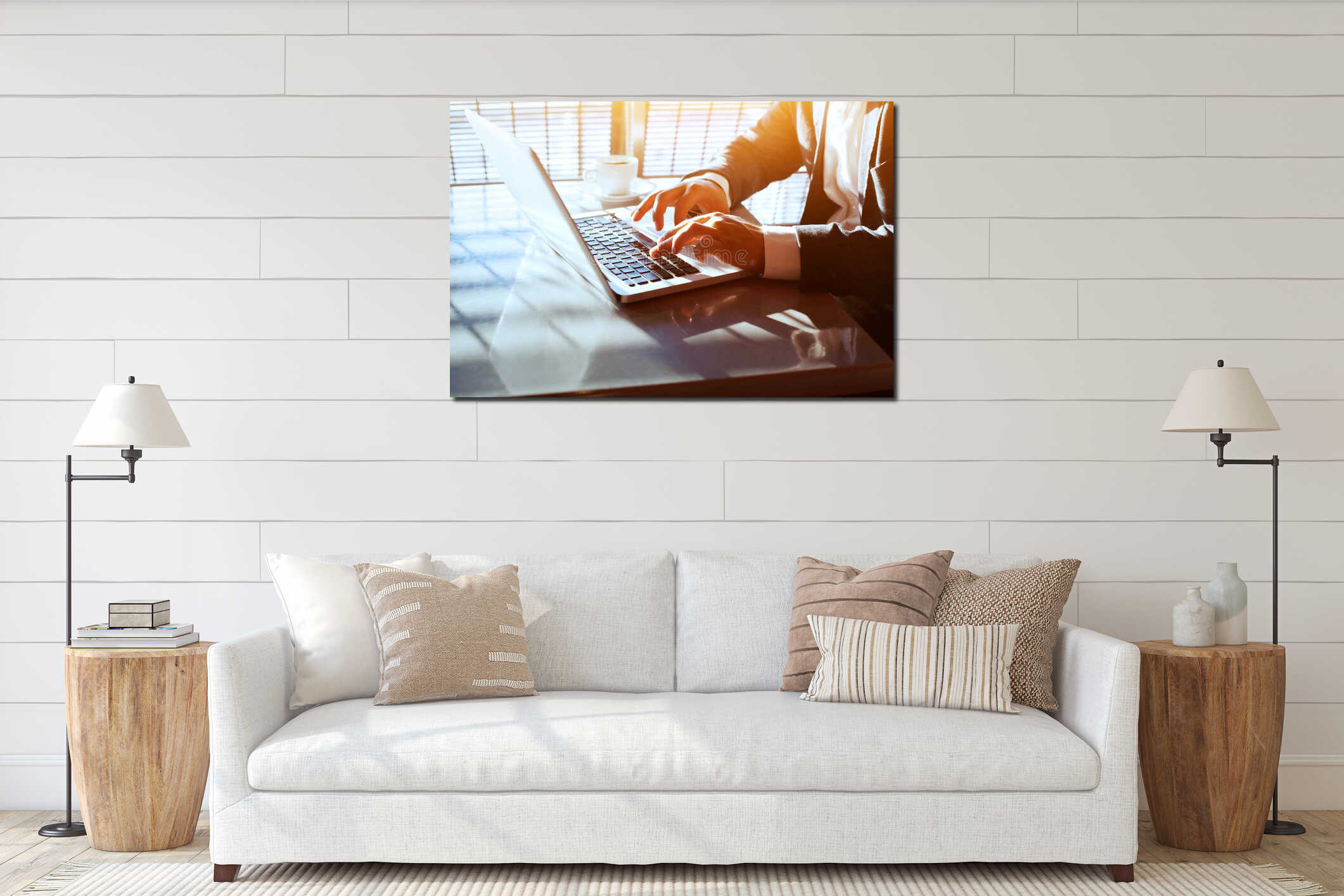 Canvas hanging interior mockup