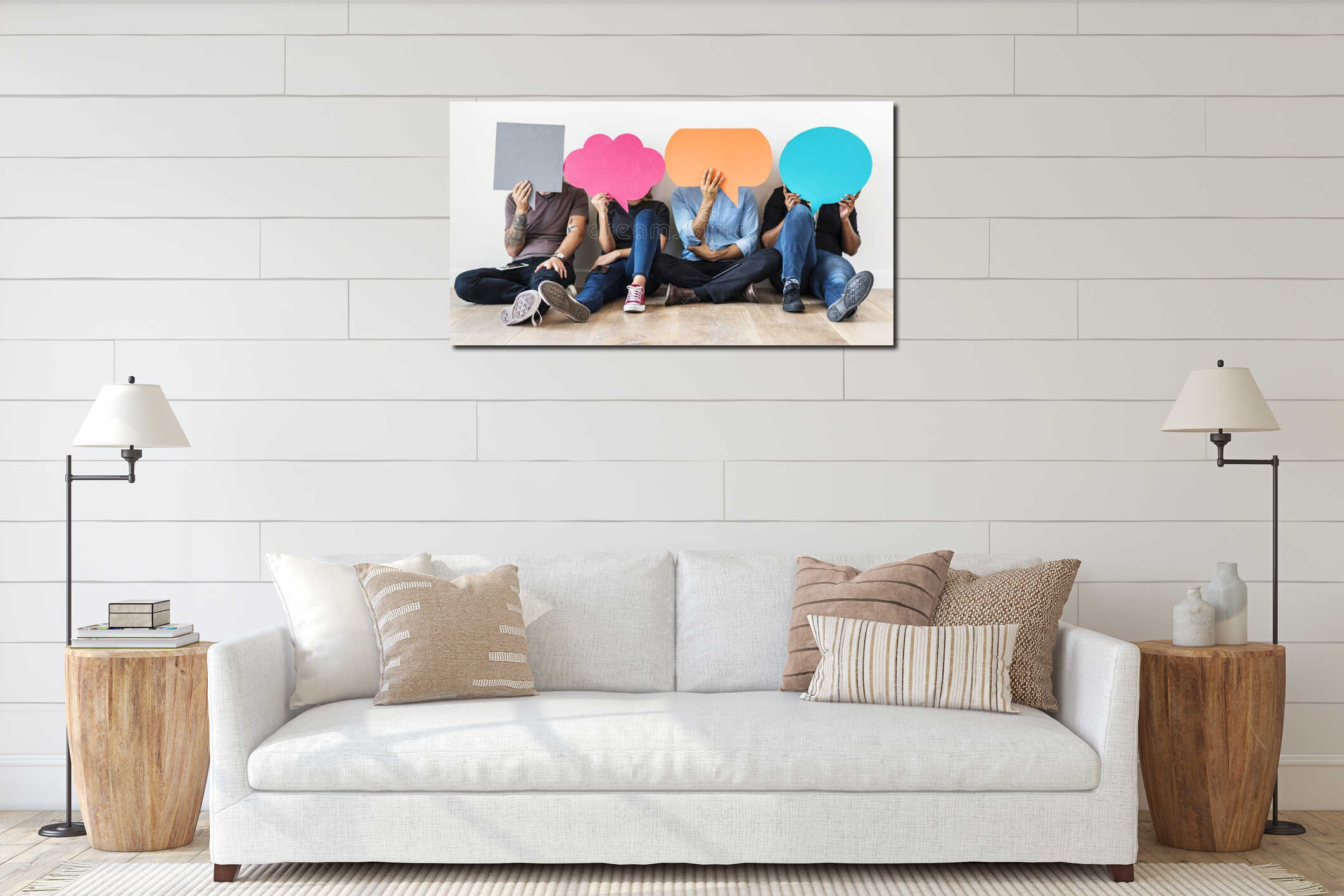 Canvas hanging interior mockup