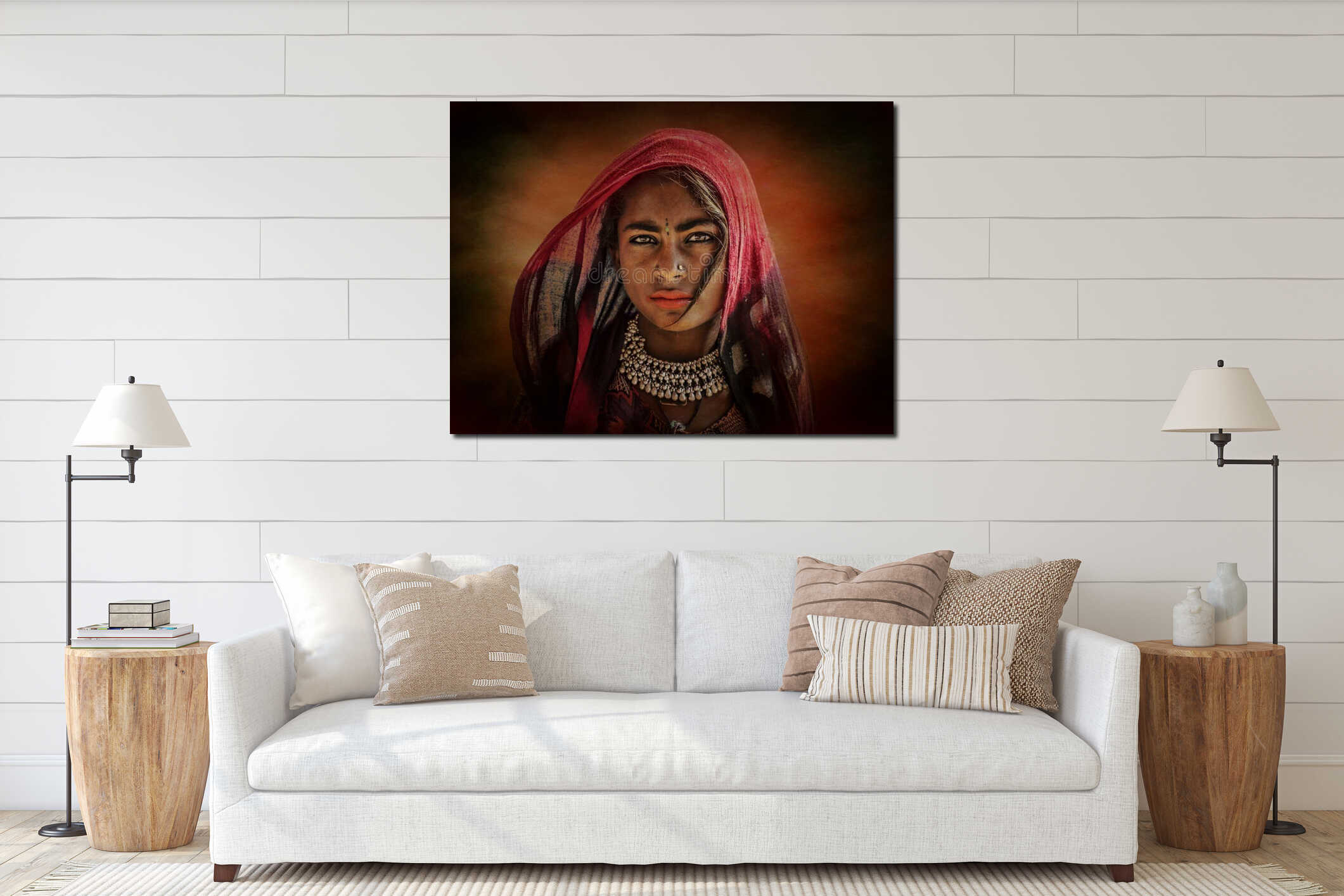 Canvas hanging interior mockup