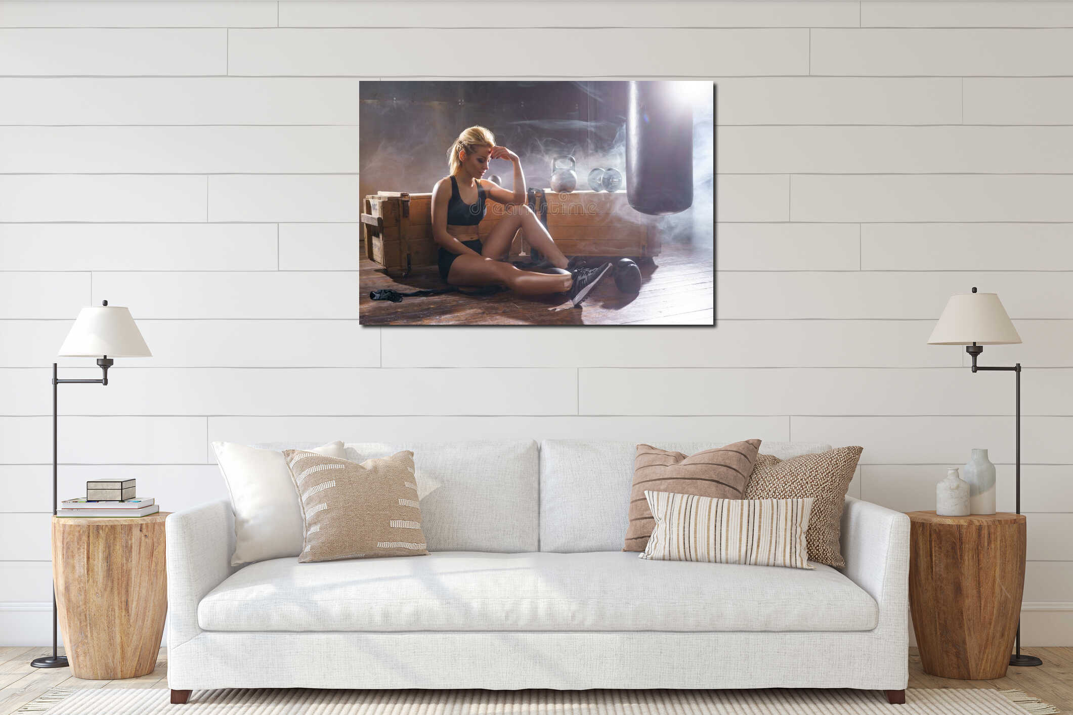 Canvas hanging interior mockup