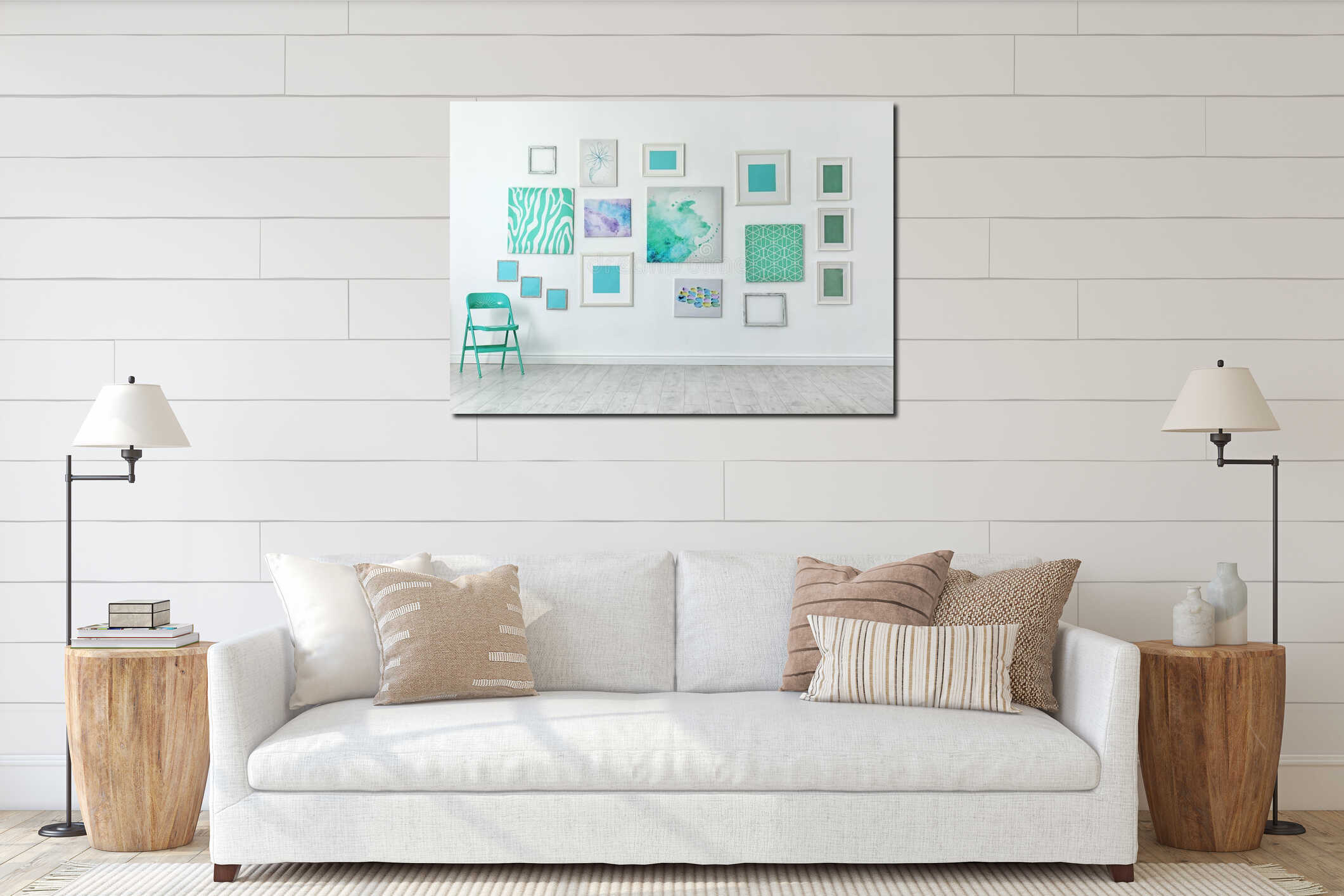Canvas hanging interior mockup