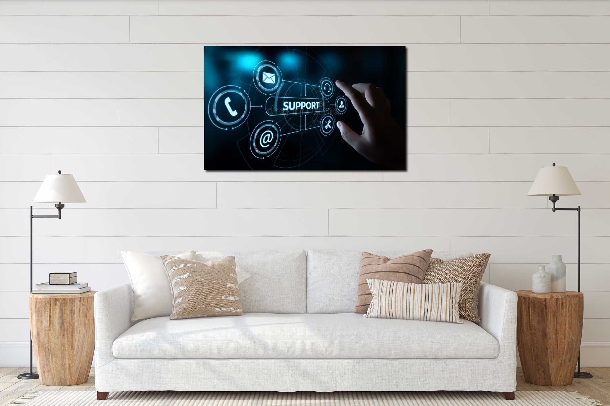 Canvas hanging interior mockup