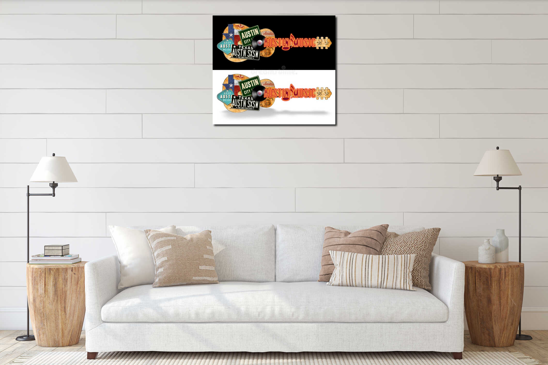 Canvas hanging interior mockup