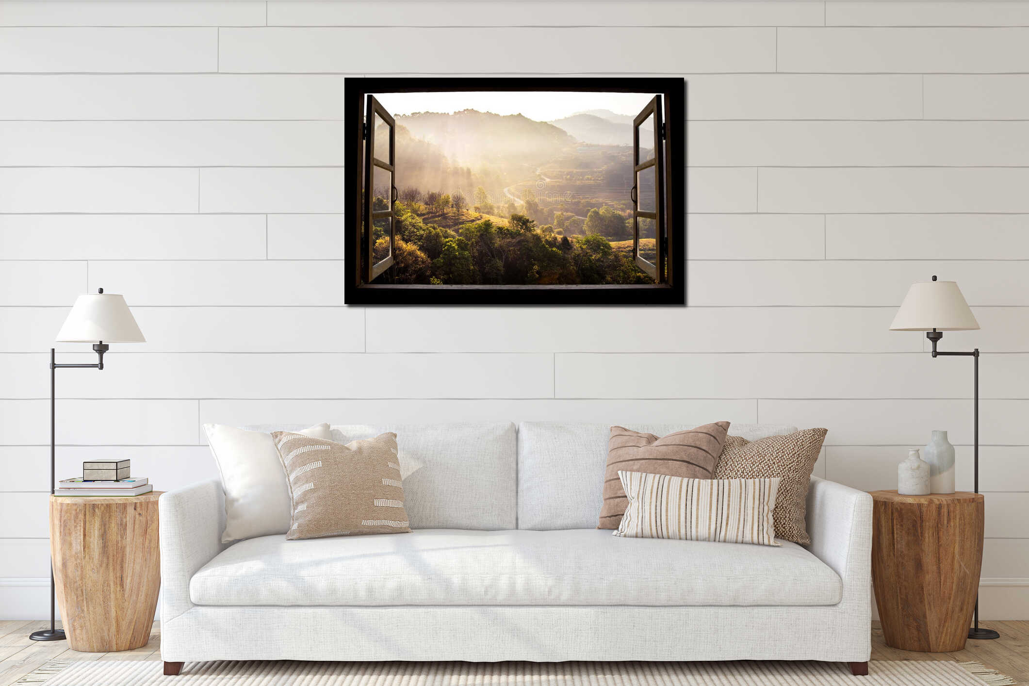 Canvas hanging interior mockup