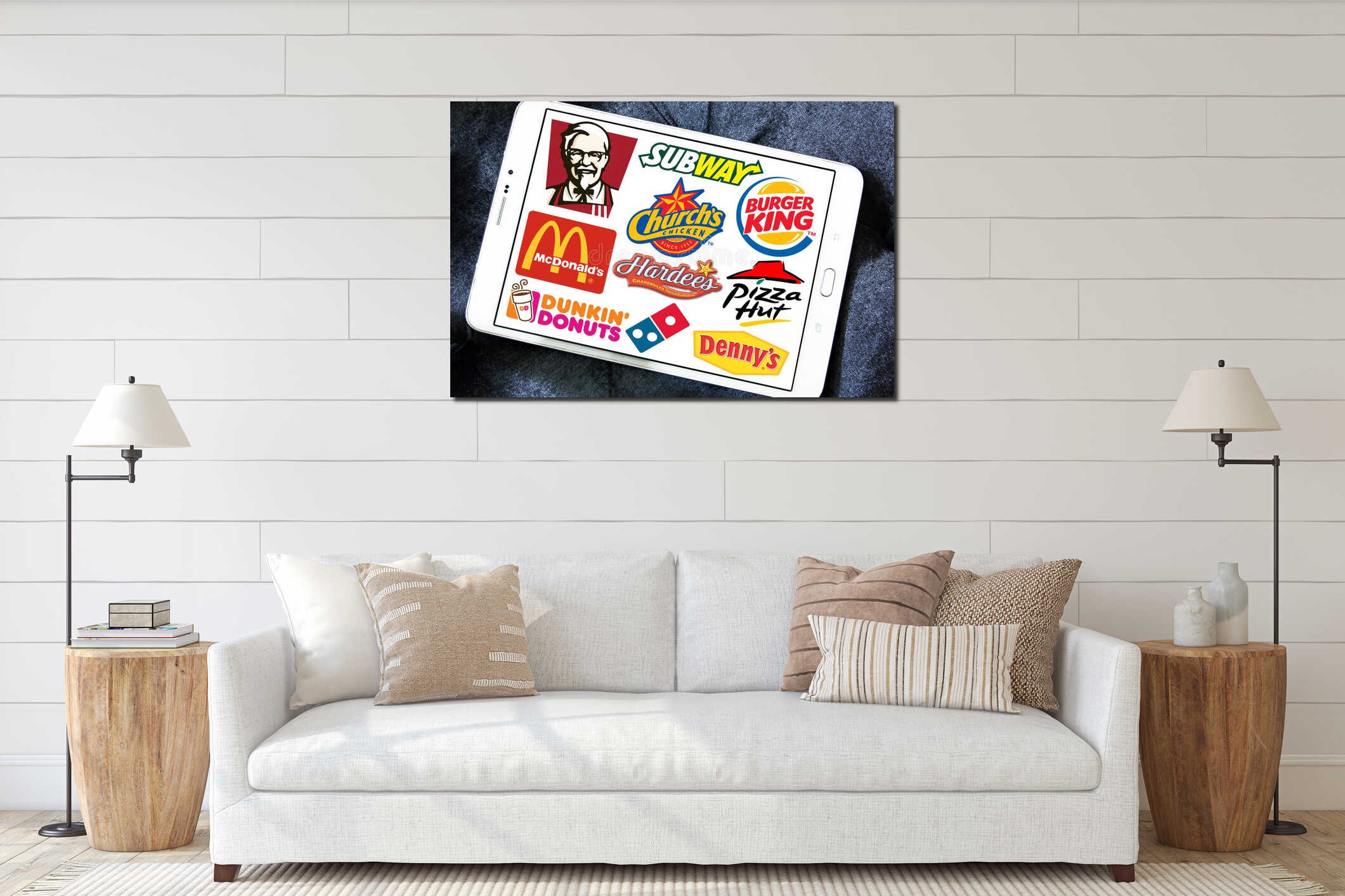 Canvas hanging interior mockup