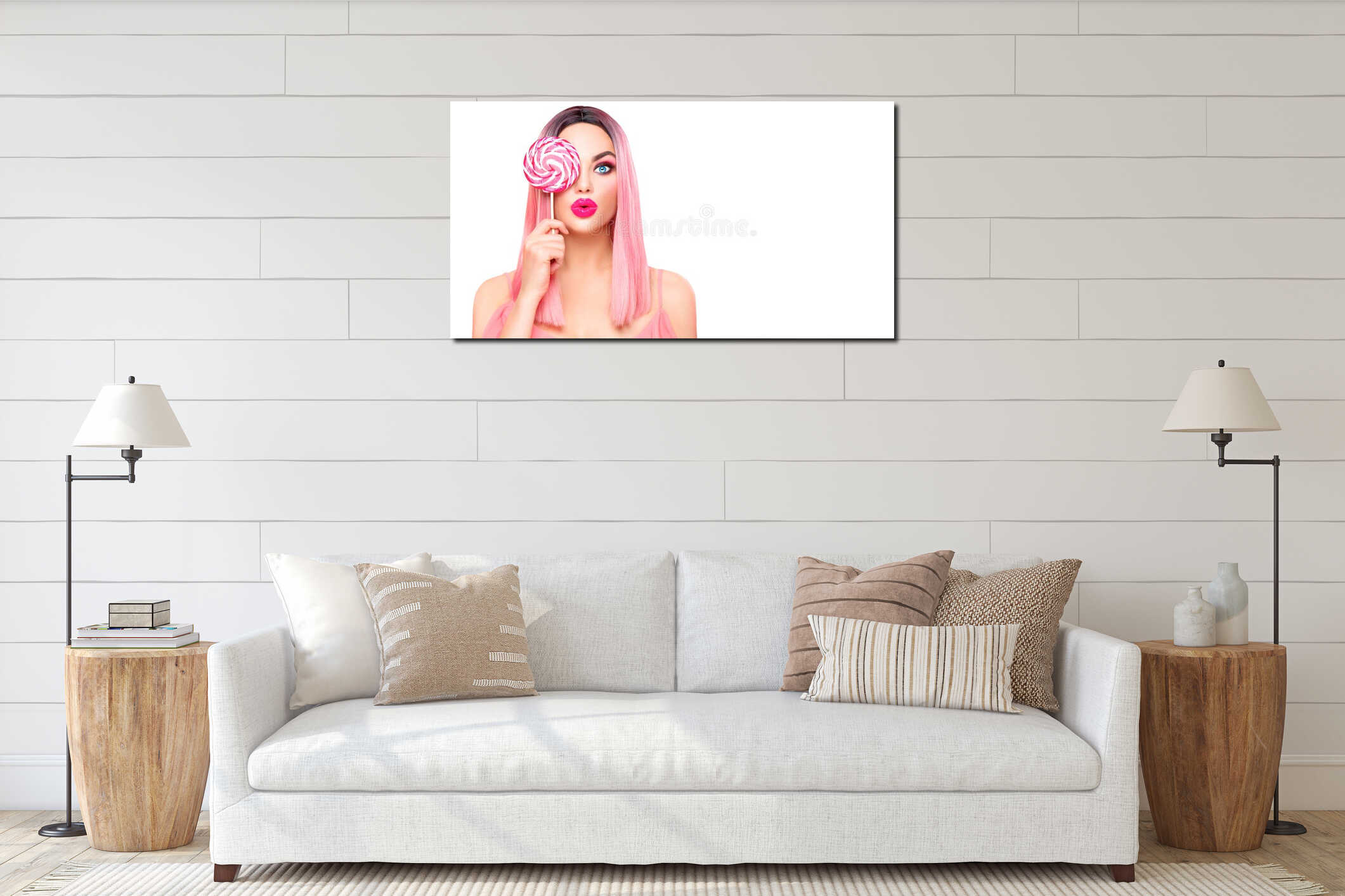 Canvas hanging interior mockup