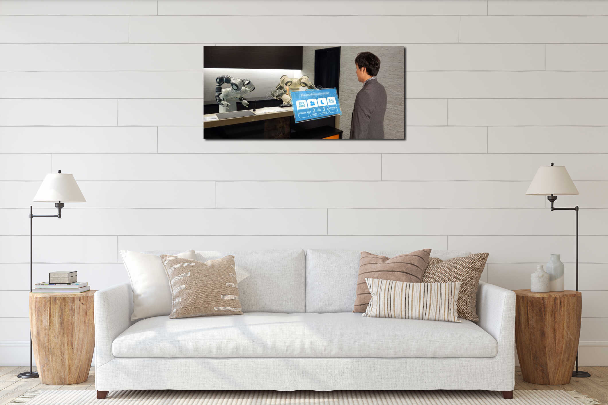 Canvas hanging interior mockup