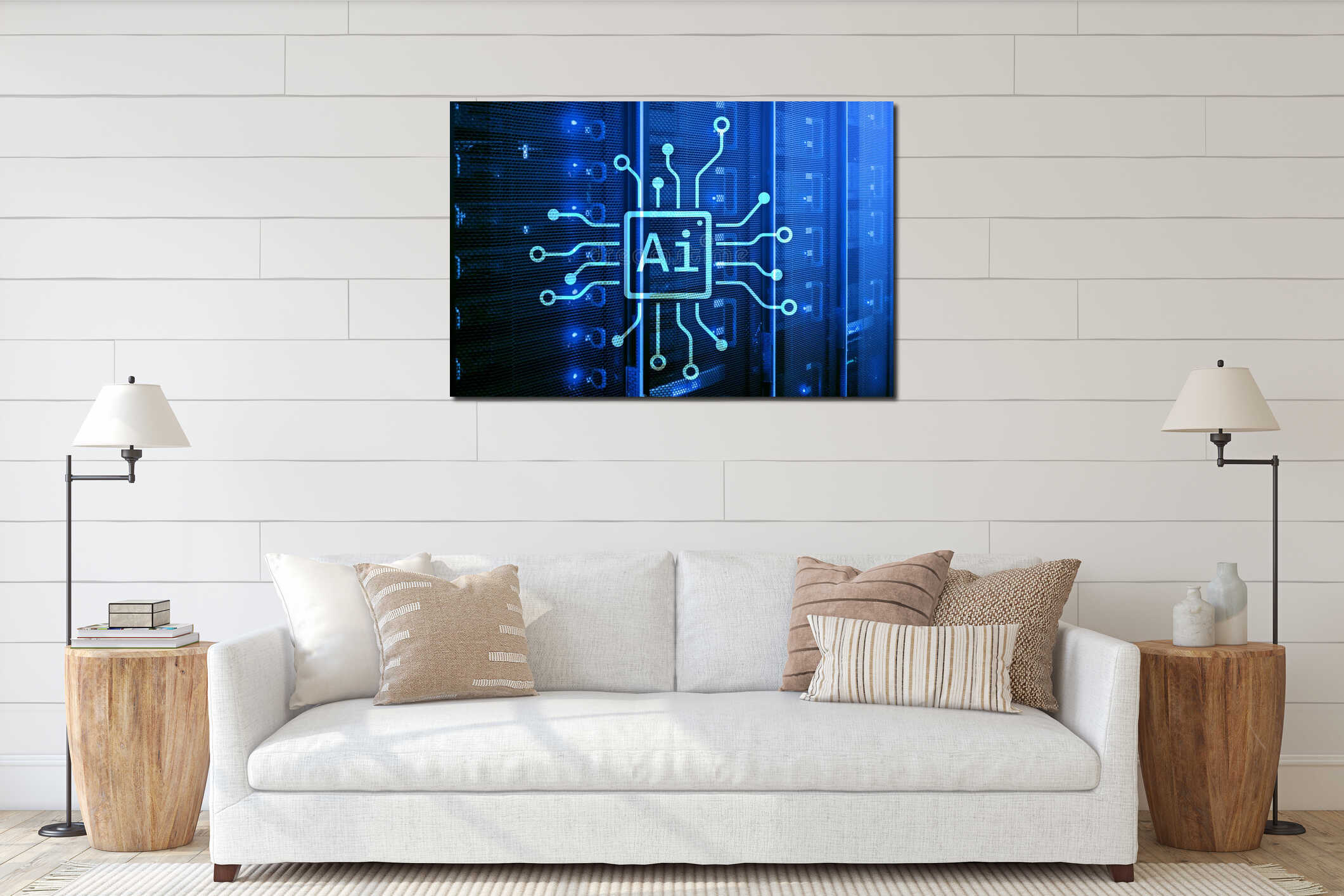 Canvas hanging interior mockup