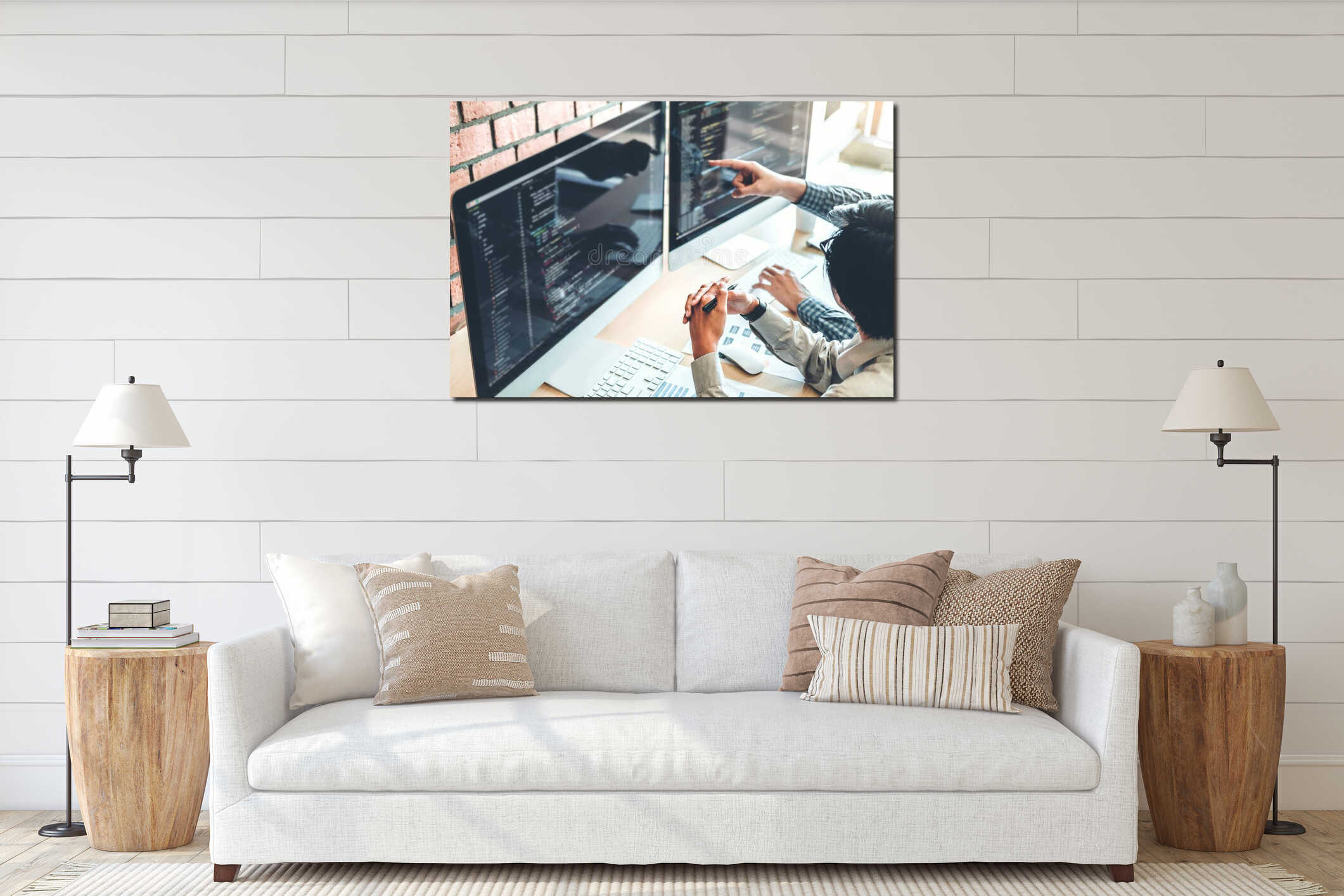 Canvas hanging interior mockup