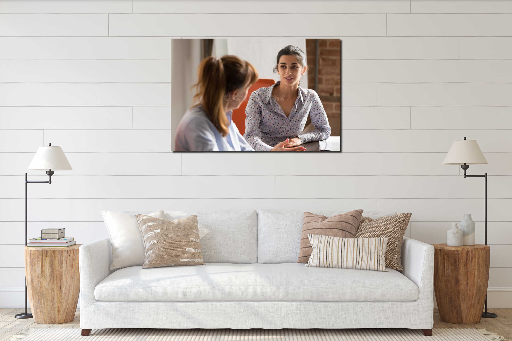 Canvas hanging interior mockup