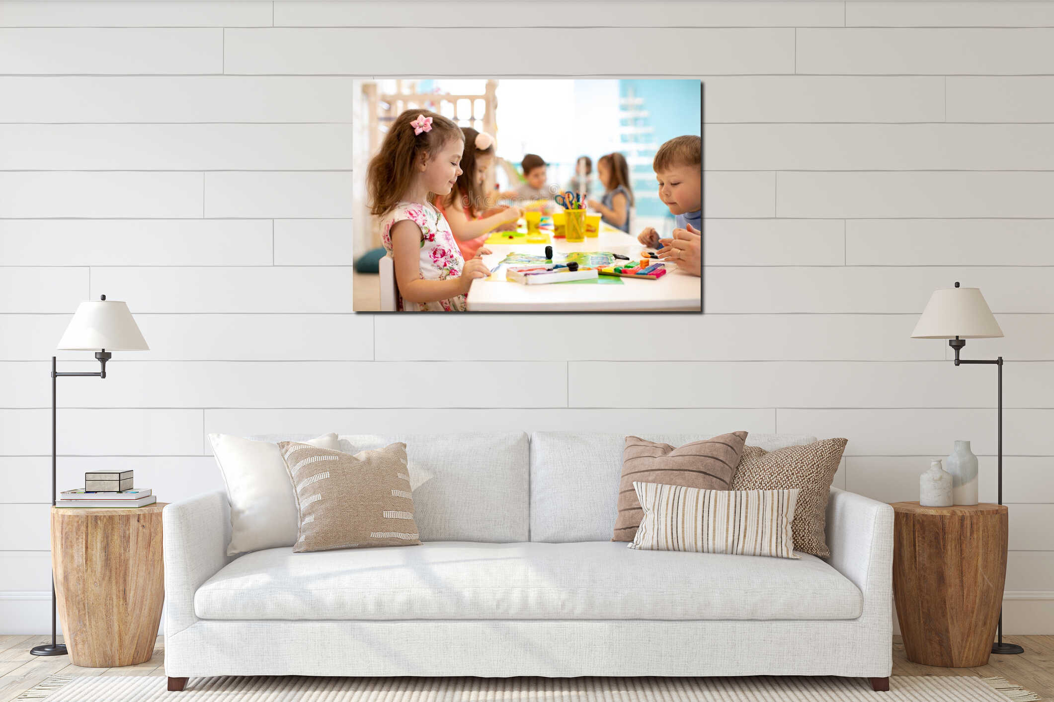 Canvas hanging interior mockup