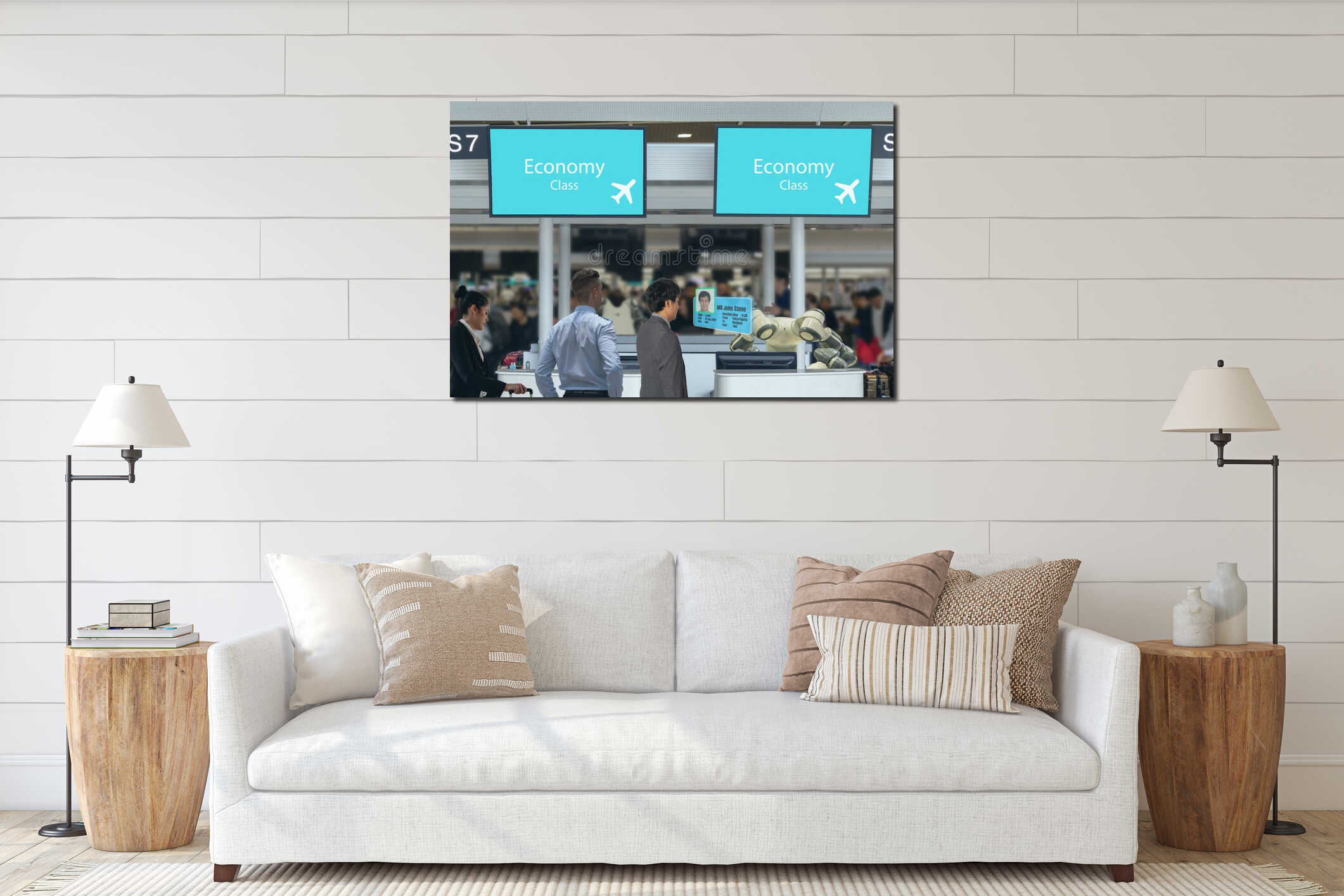 Canvas hanging interior mockup