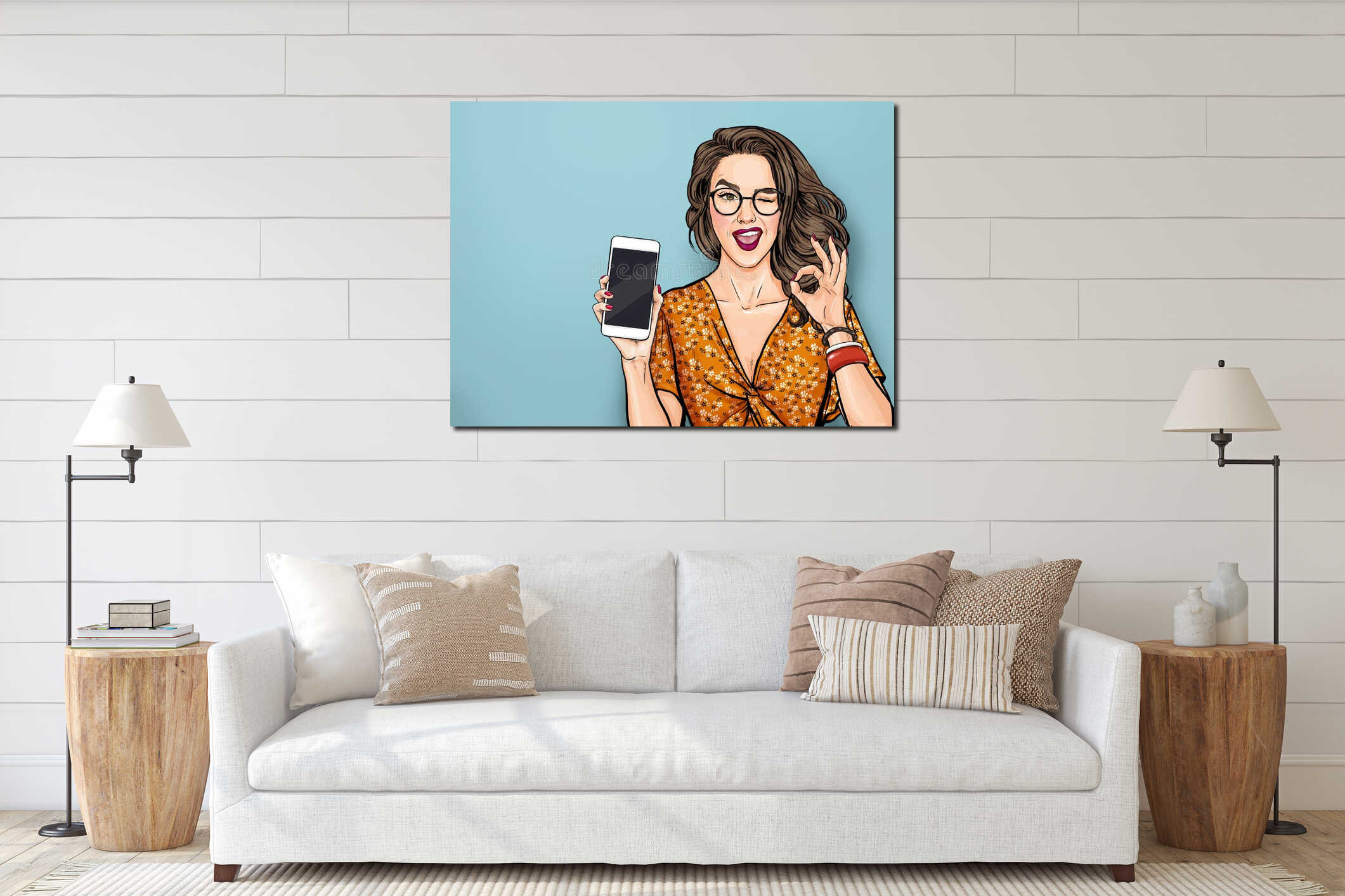 Canvas hanging interior mockup