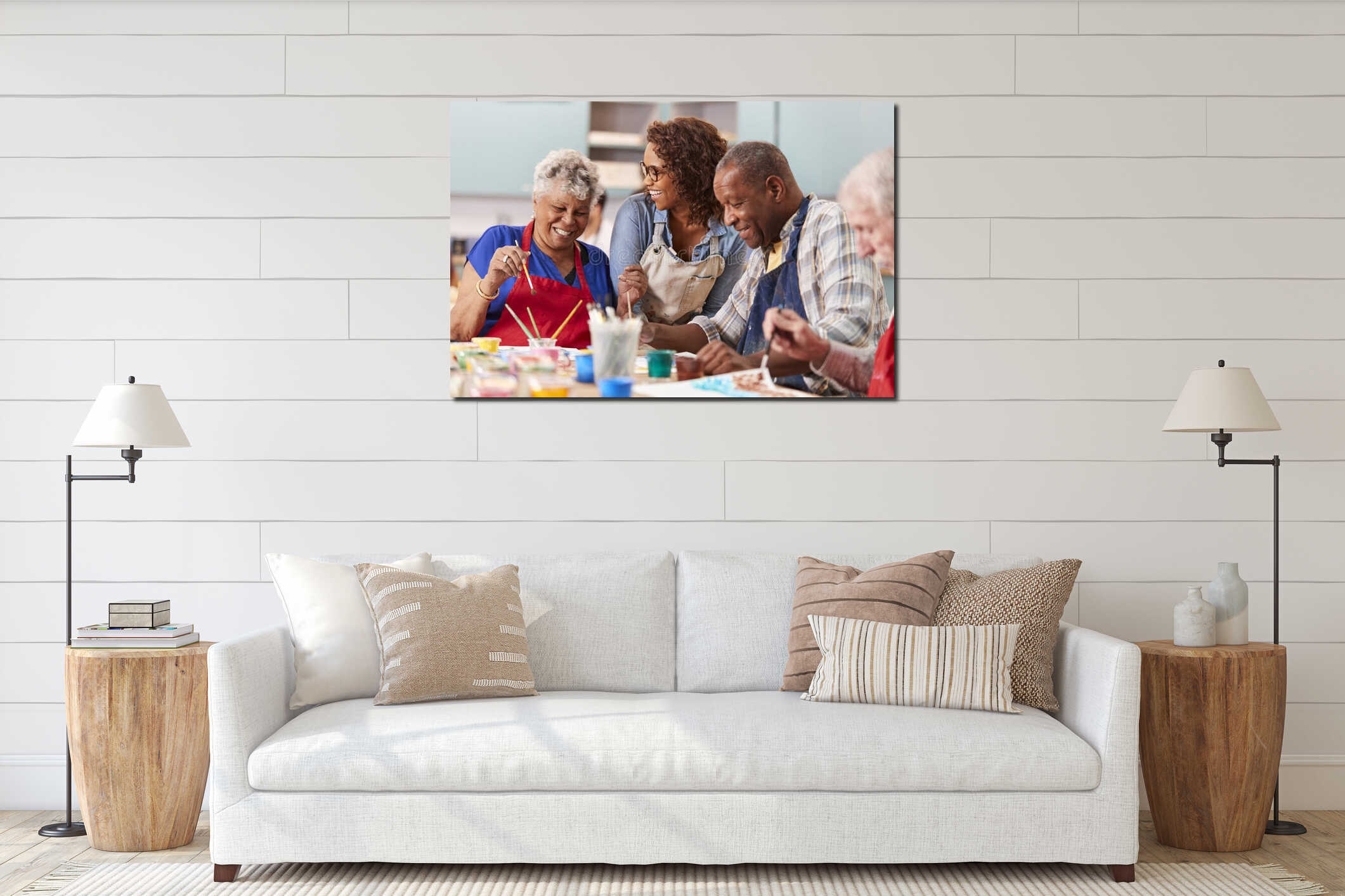 Canvas hanging interior mockup