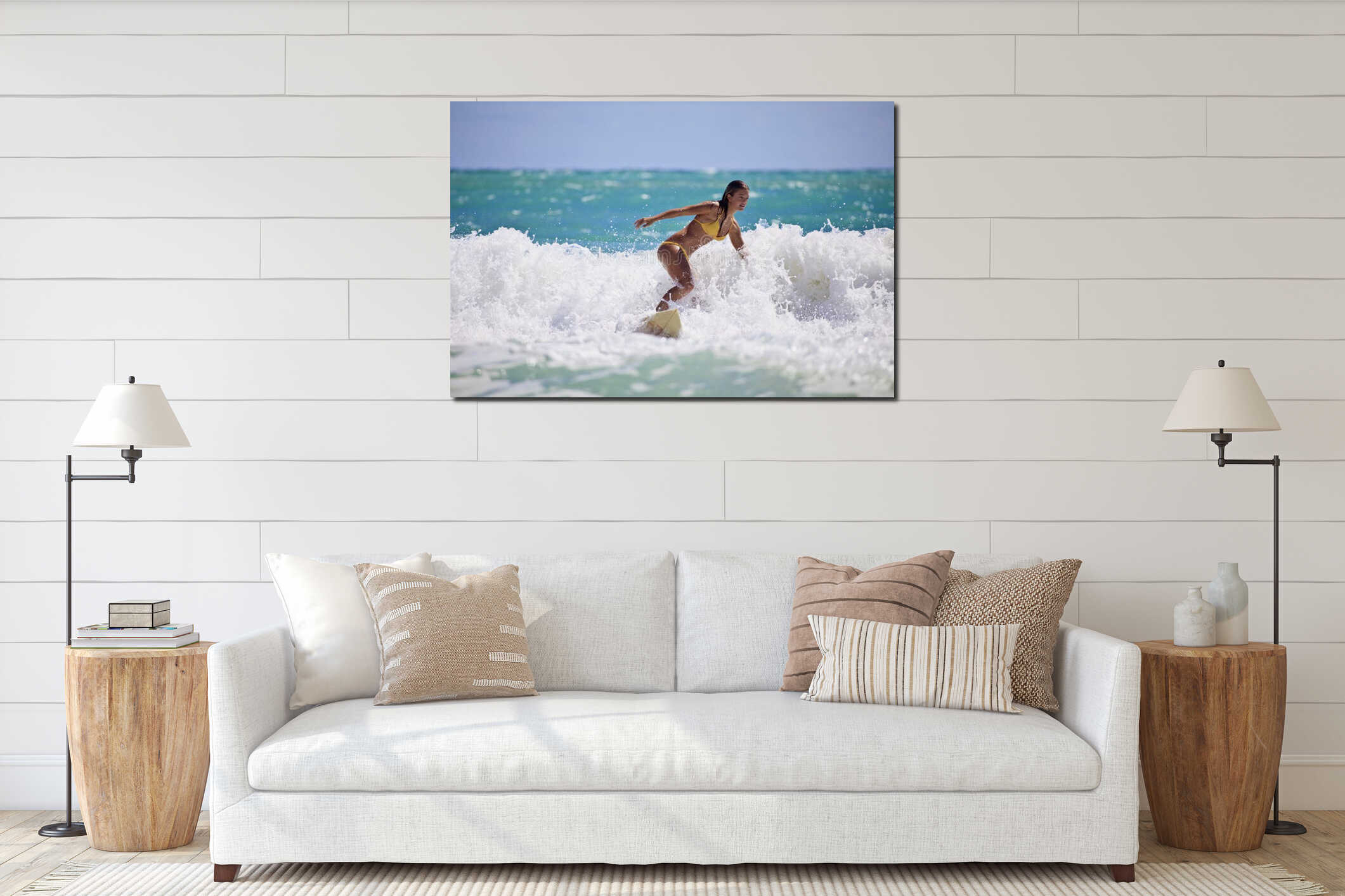 Canvas hanging interior mockup