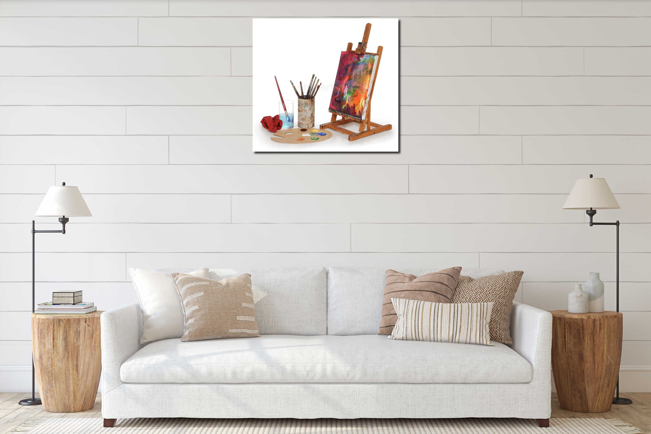 Canvas hanging interior mockup