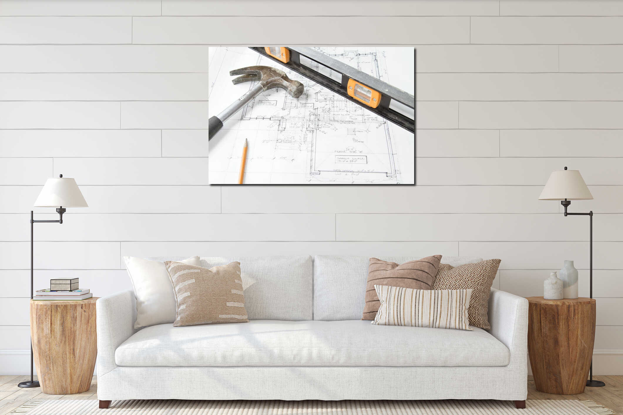 Canvas hanging interior mockup
