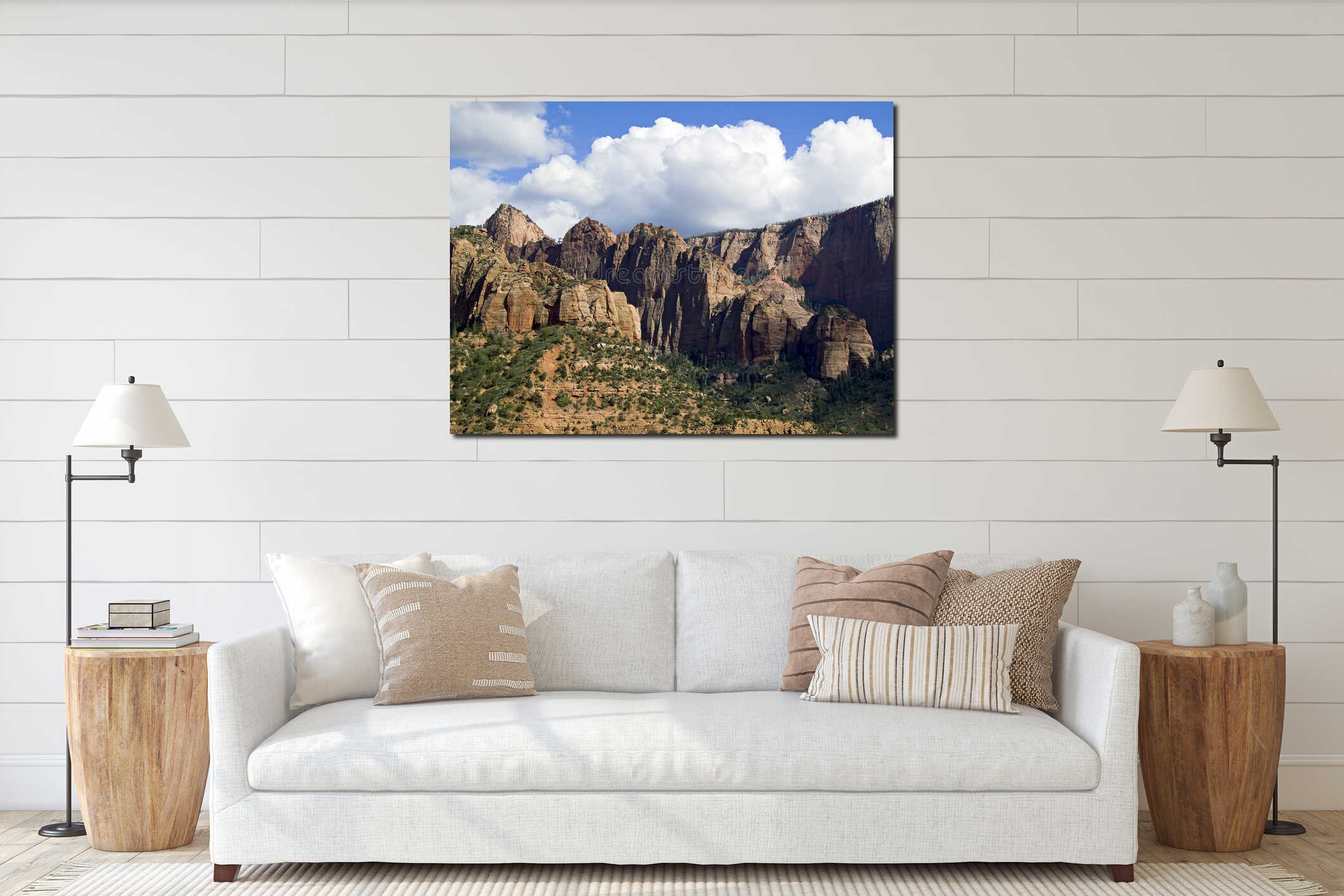 Canvas hanging interior mockup