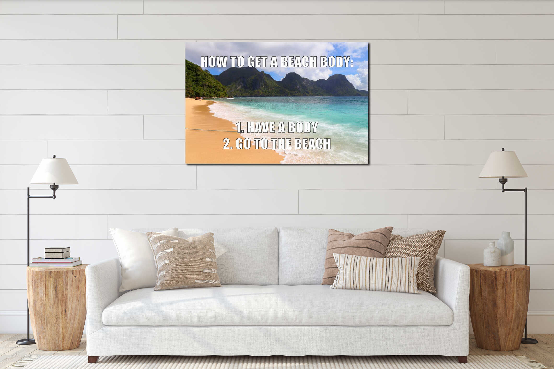 Canvas hanging interior mockup