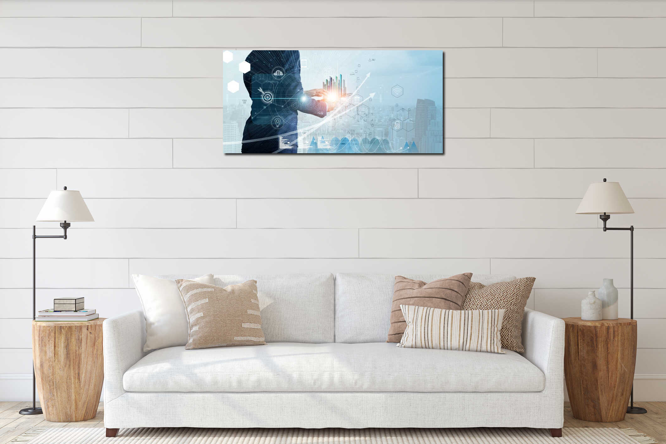 Canvas hanging interior mockup