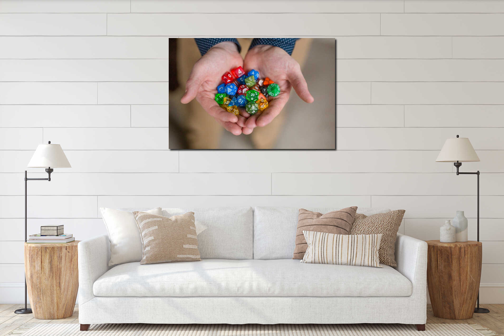 Canvas hanging interior mockup
