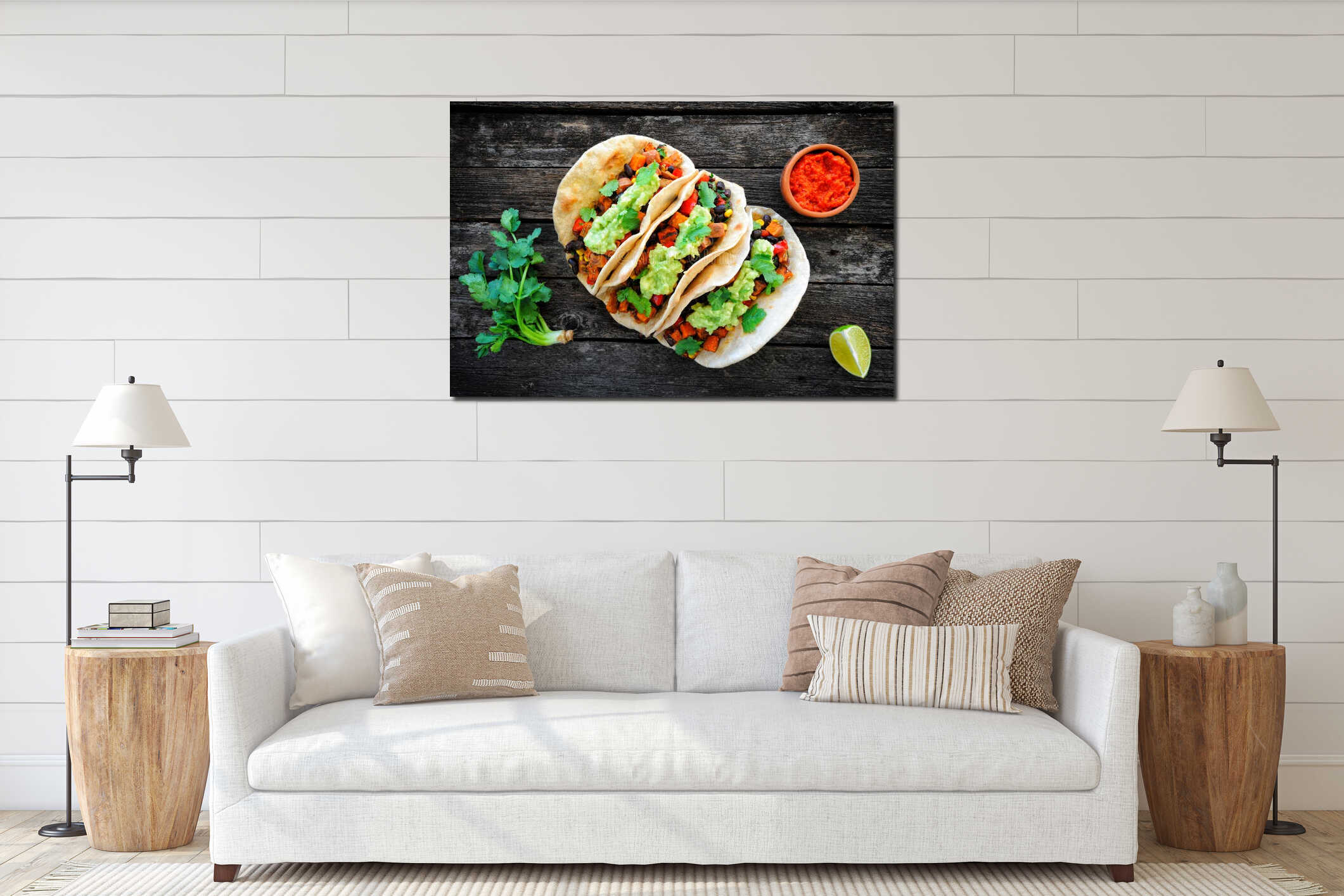 Canvas hanging interior mockup