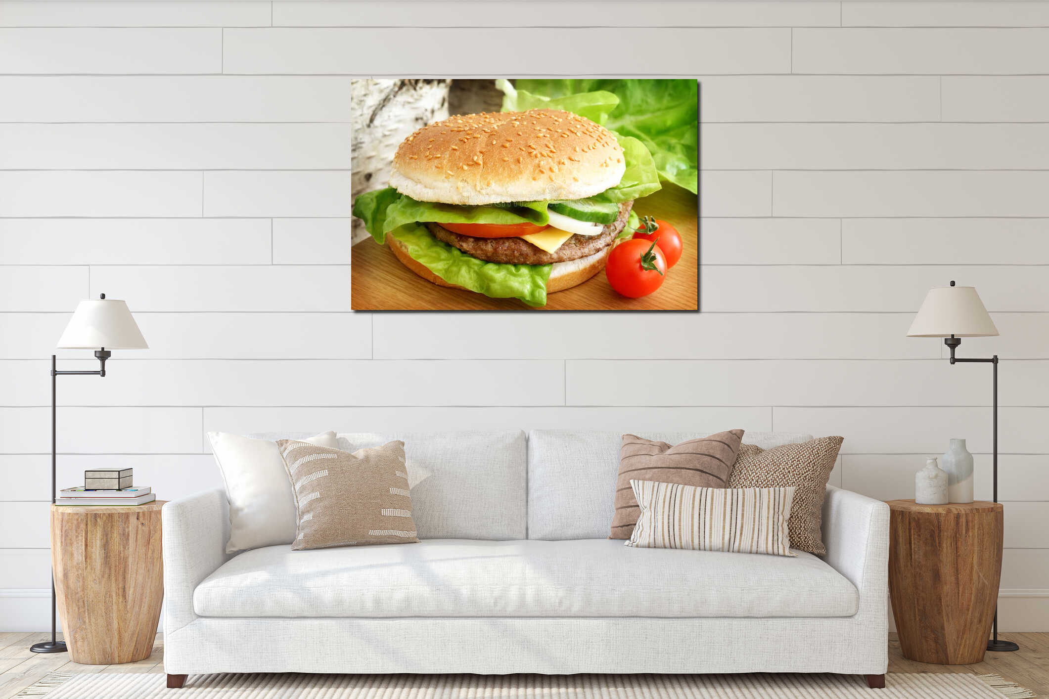 Canvas hanging interior mockup