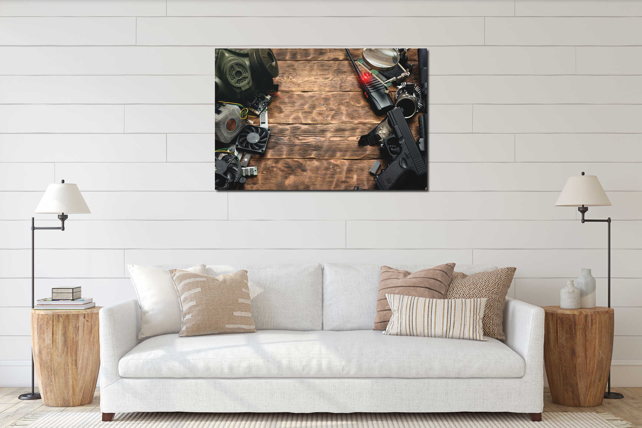 Canvas hanging interior mockup