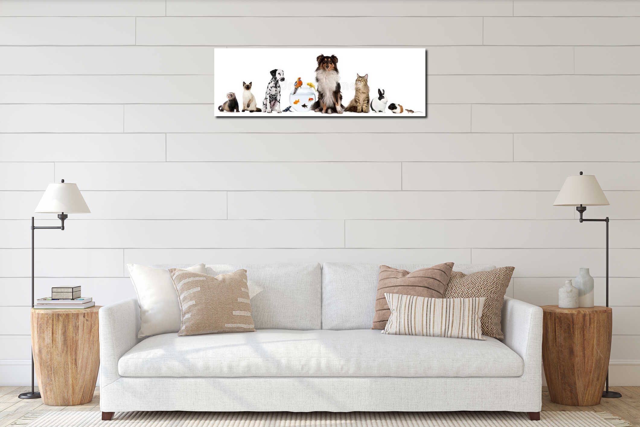 Canvas hanging interior mockup