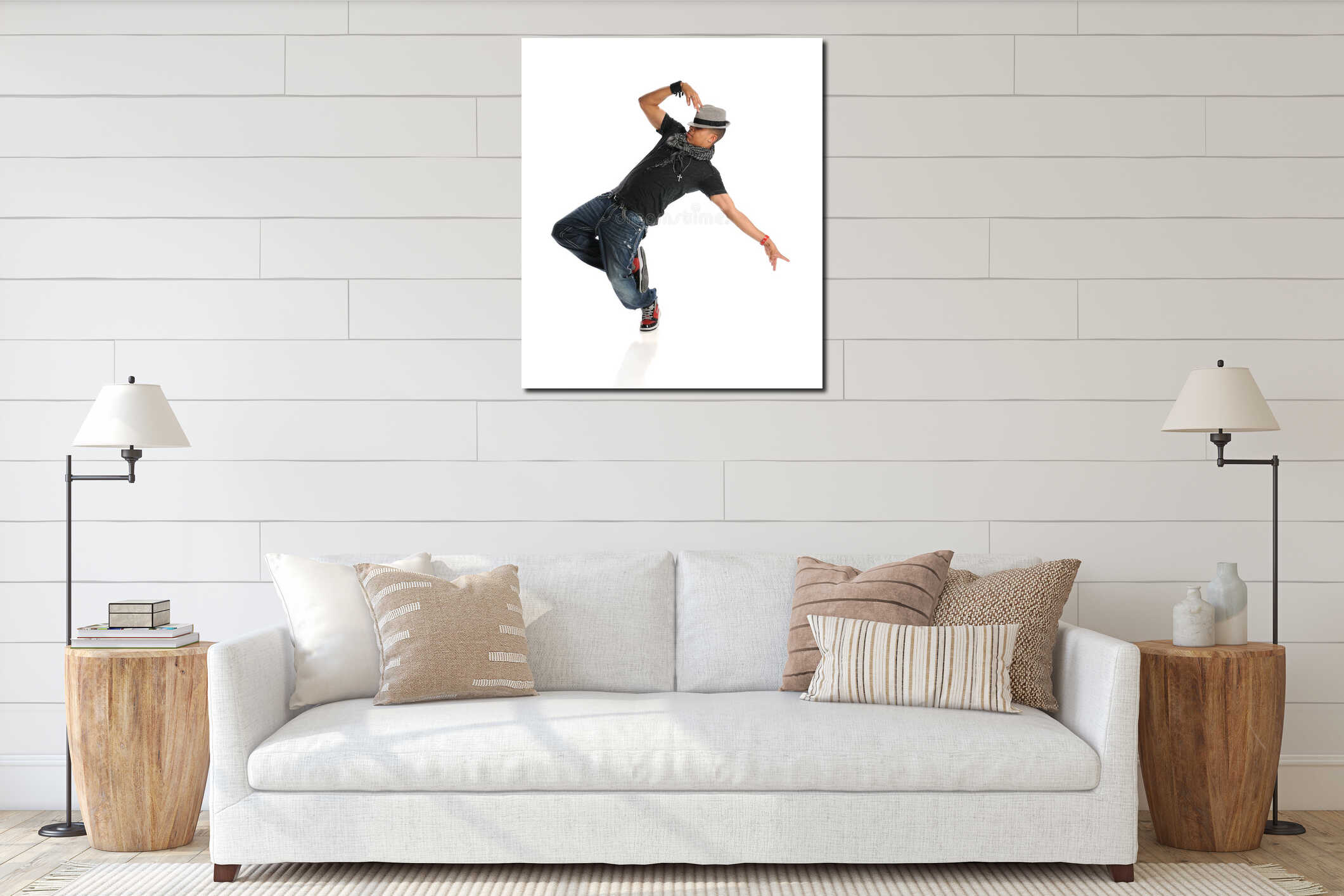 Canvas hanging interior mockup