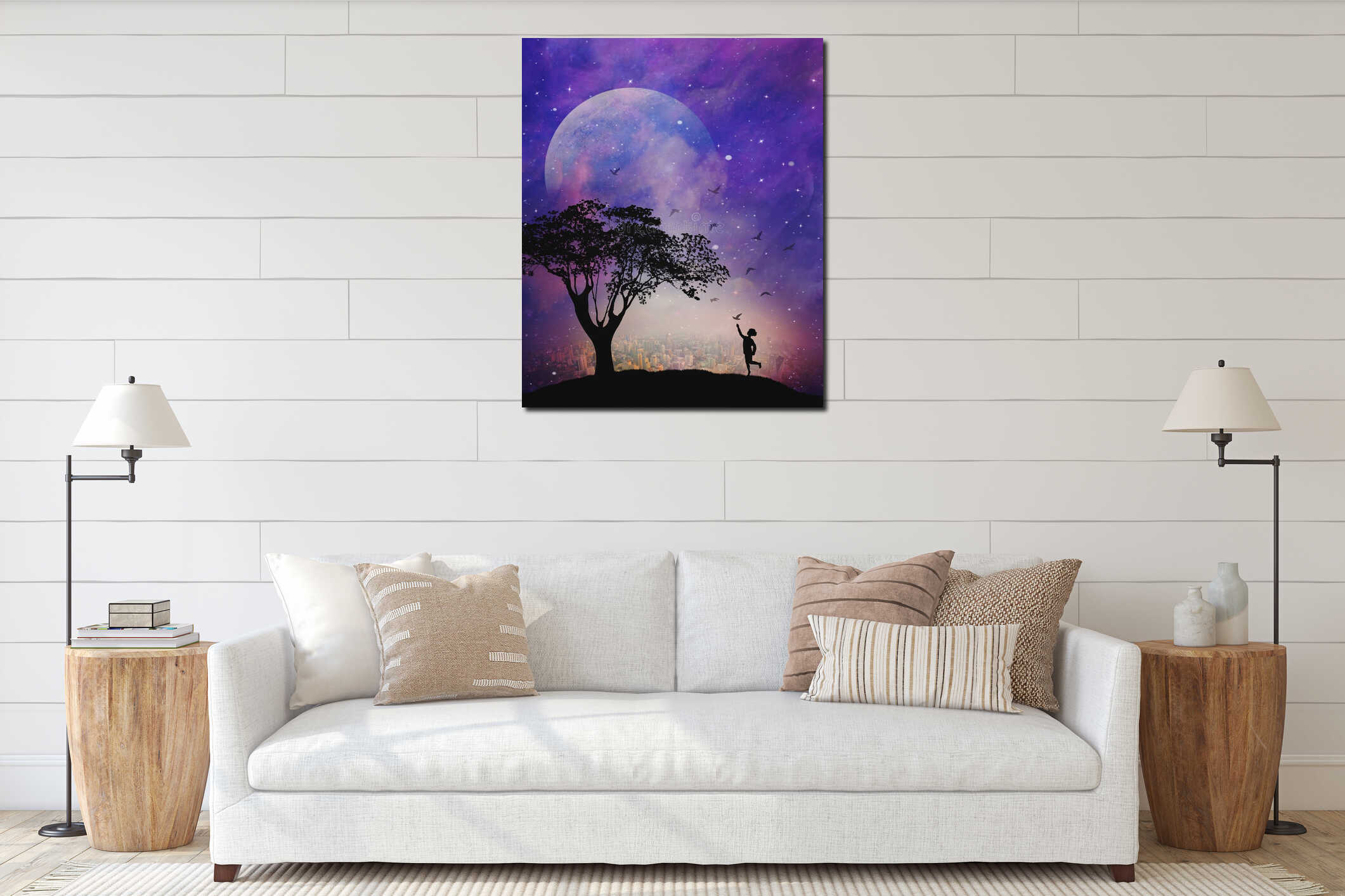 Canvas hanging interior mockup