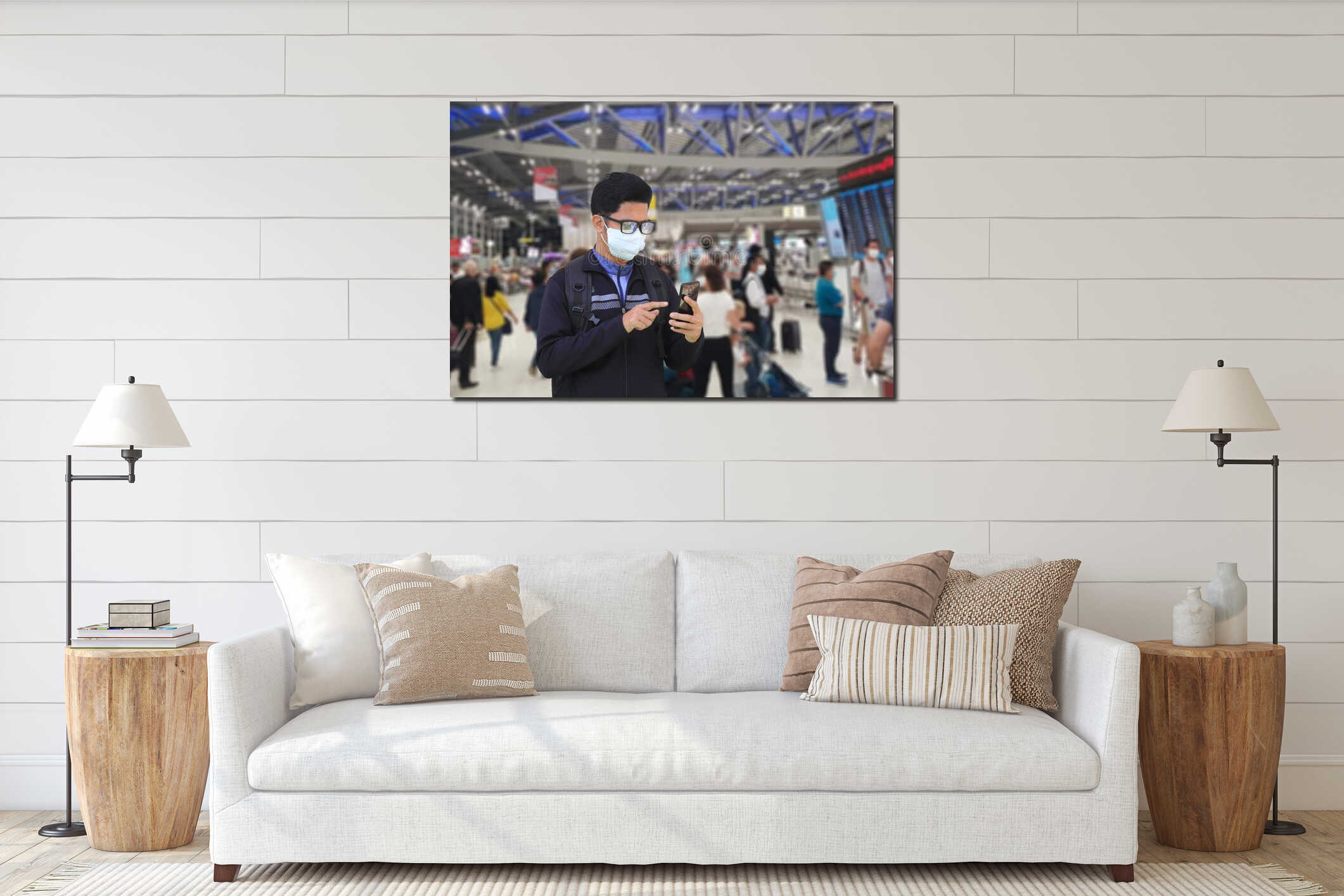 Canvas hanging interior mockup