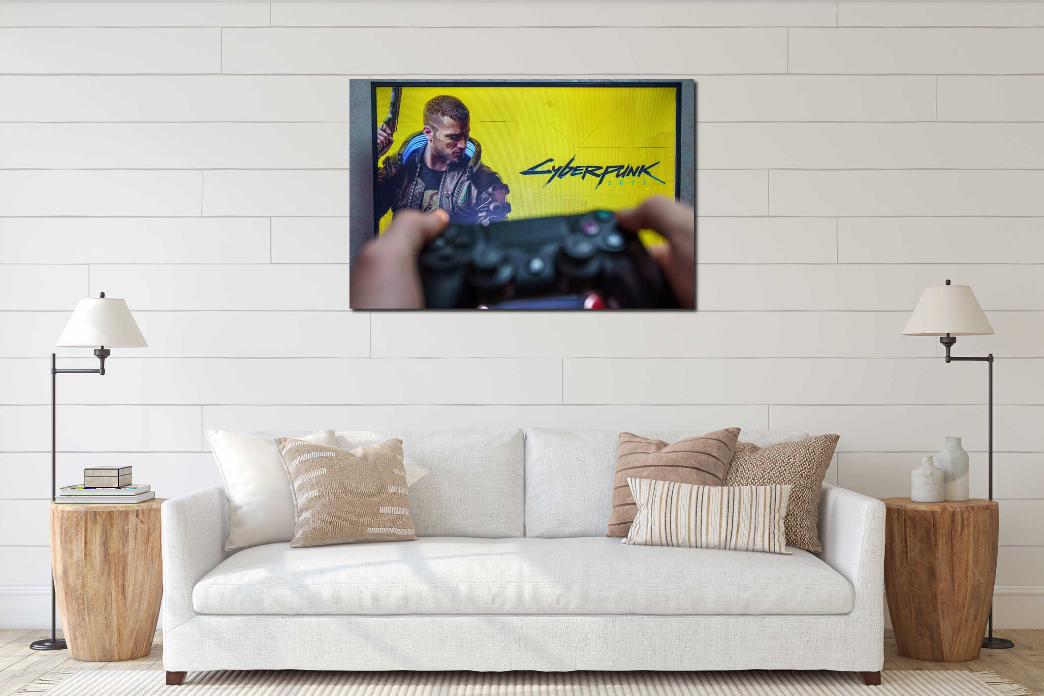 Canvas hanging interior mockup