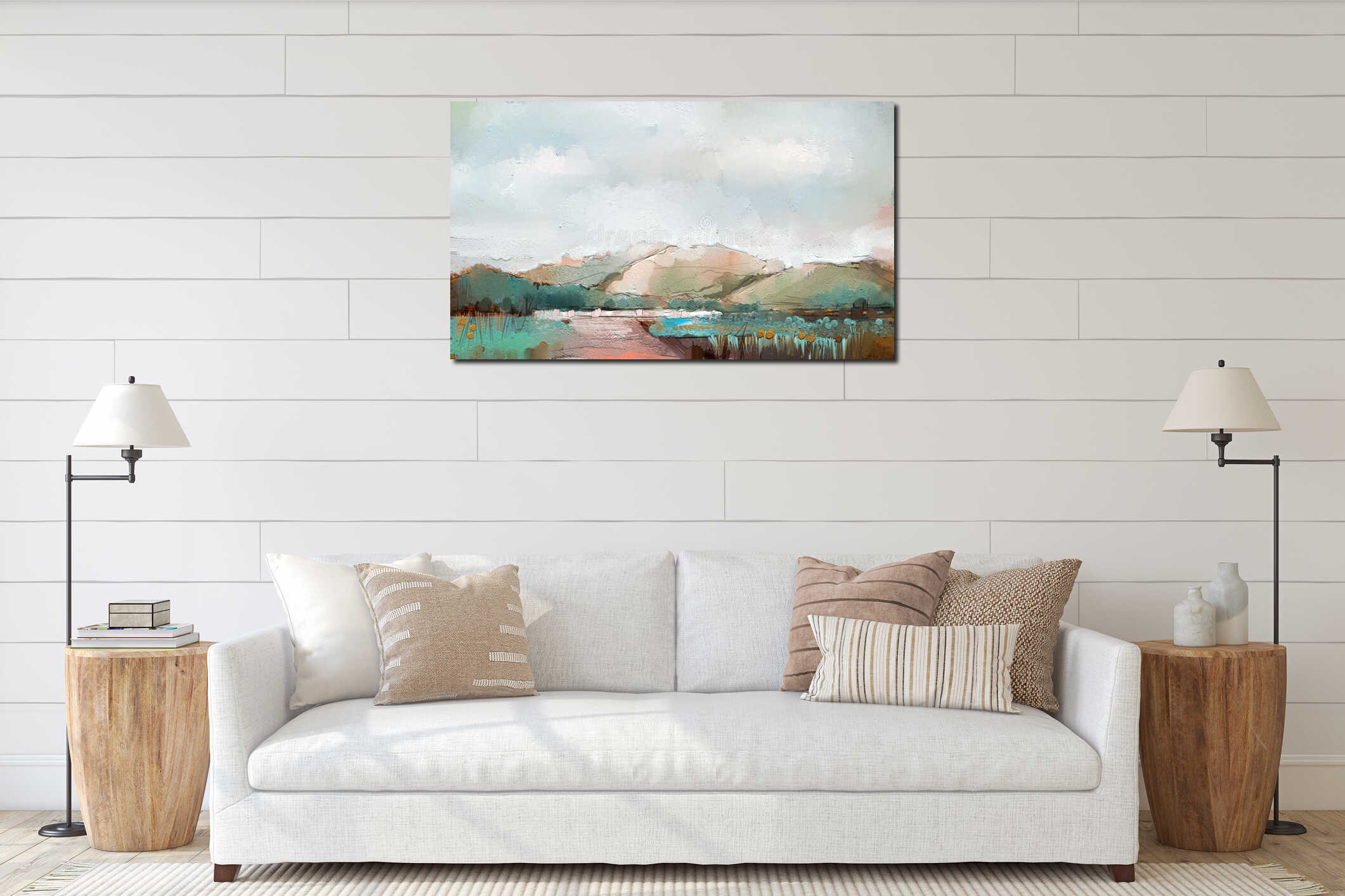 Canvas hanging interior mockup