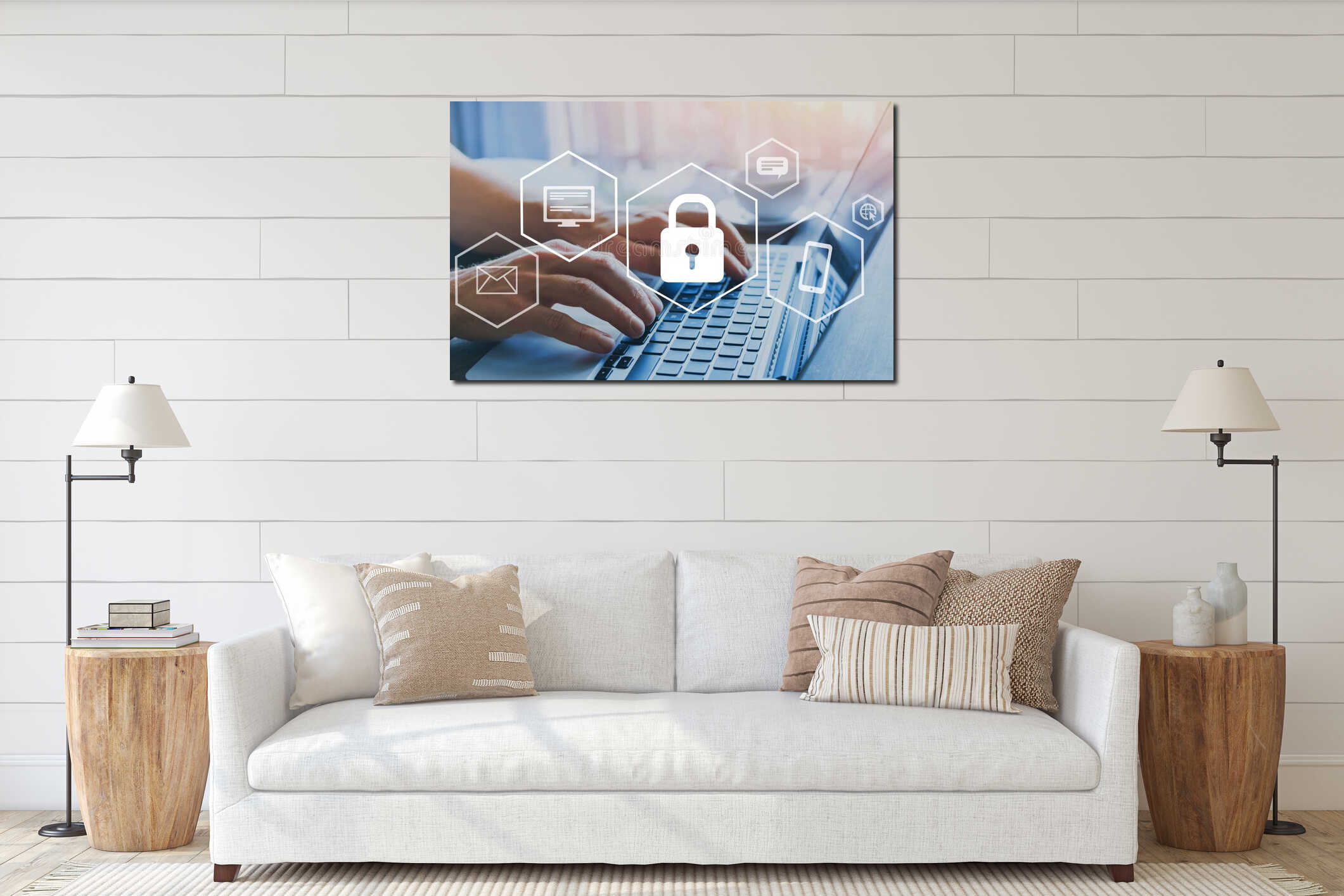 Canvas hanging interior mockup