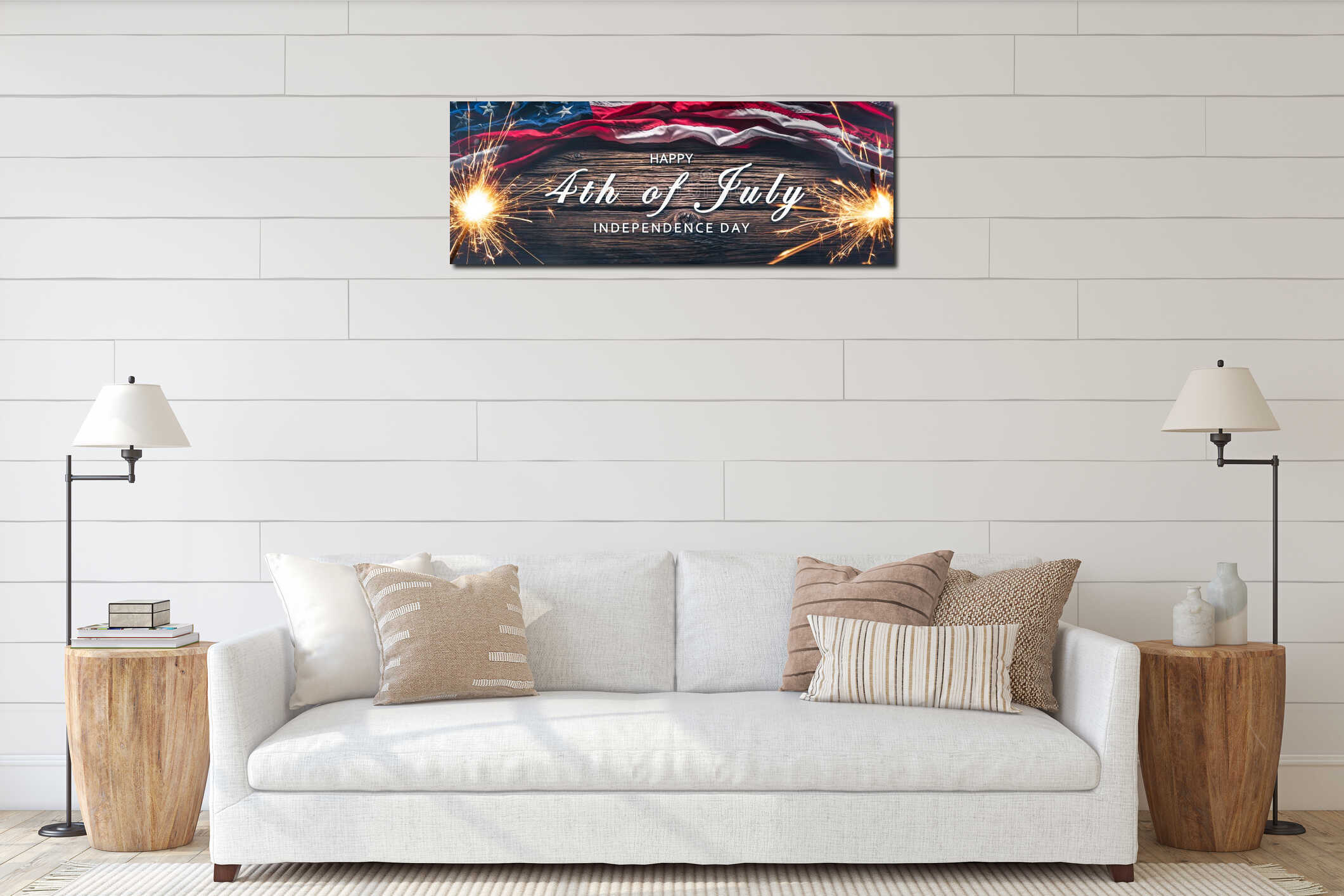 Canvas hanging interior mockup
