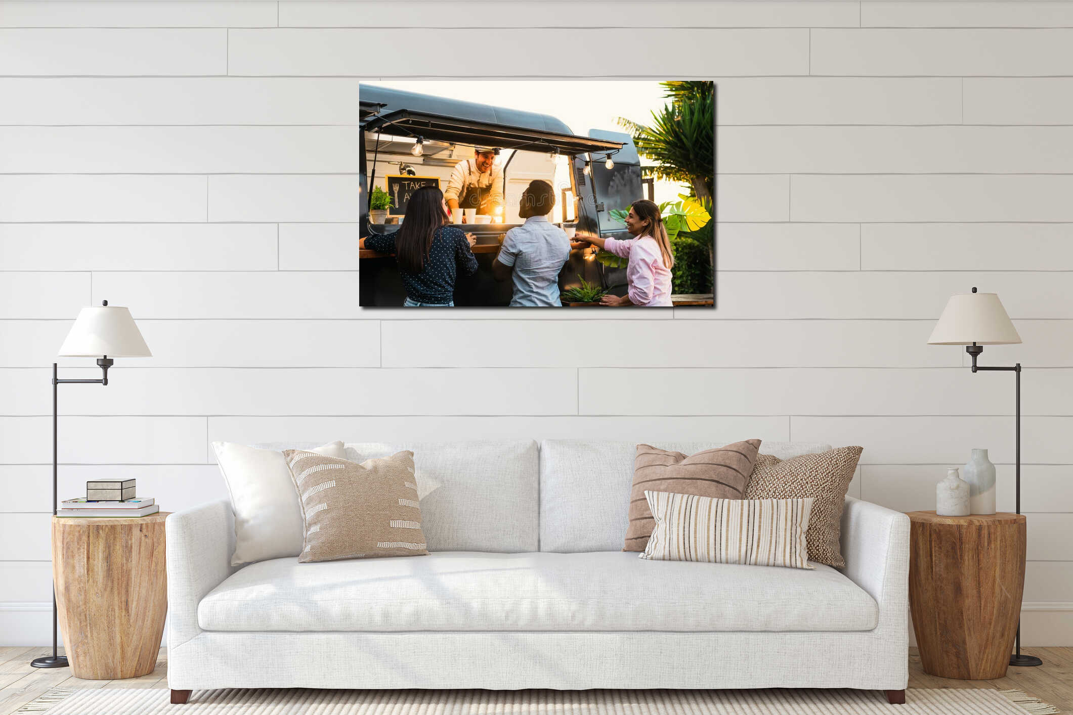 Canvas hanging interior mockup