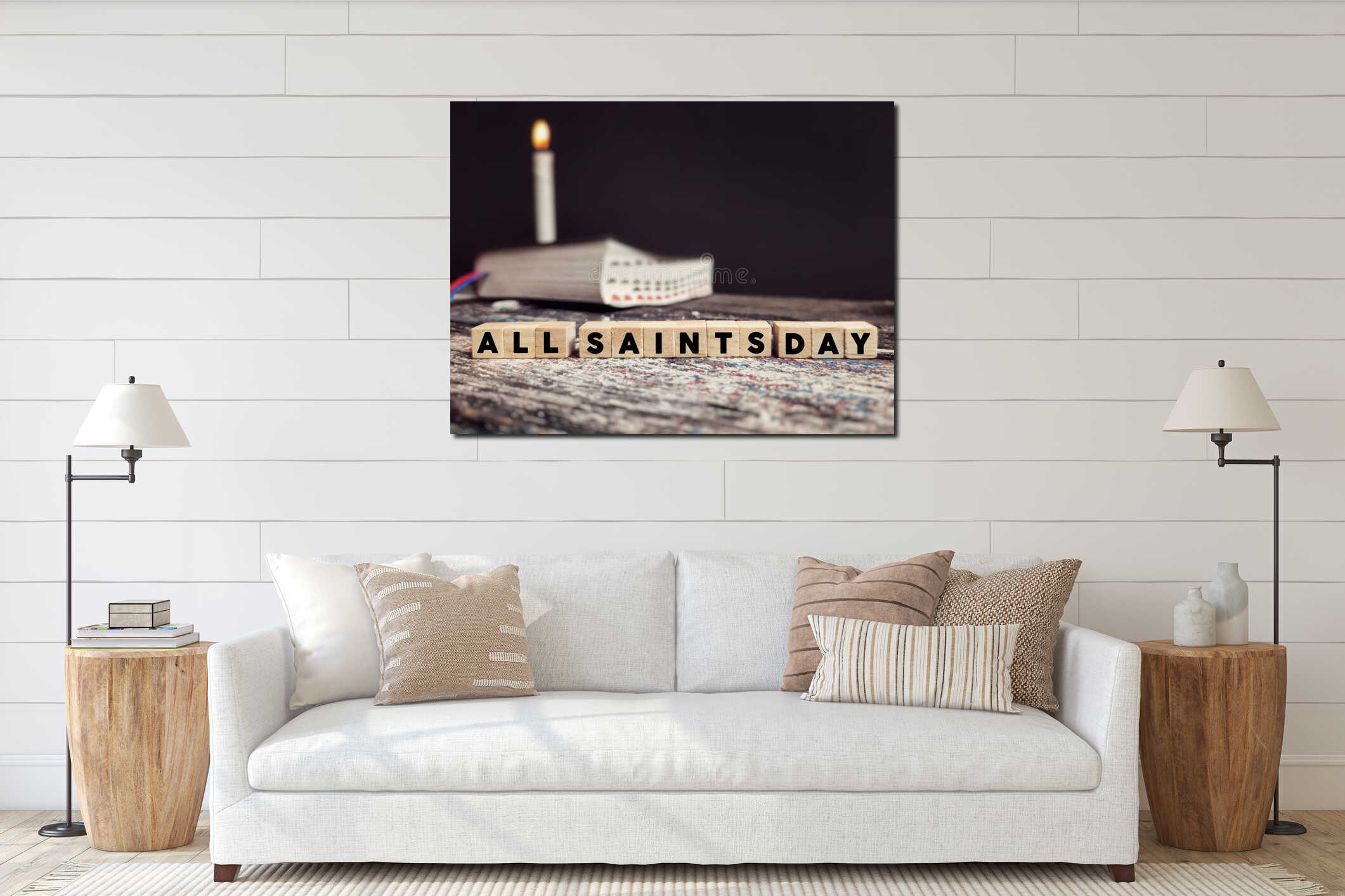 Canvas hanging interior mockup