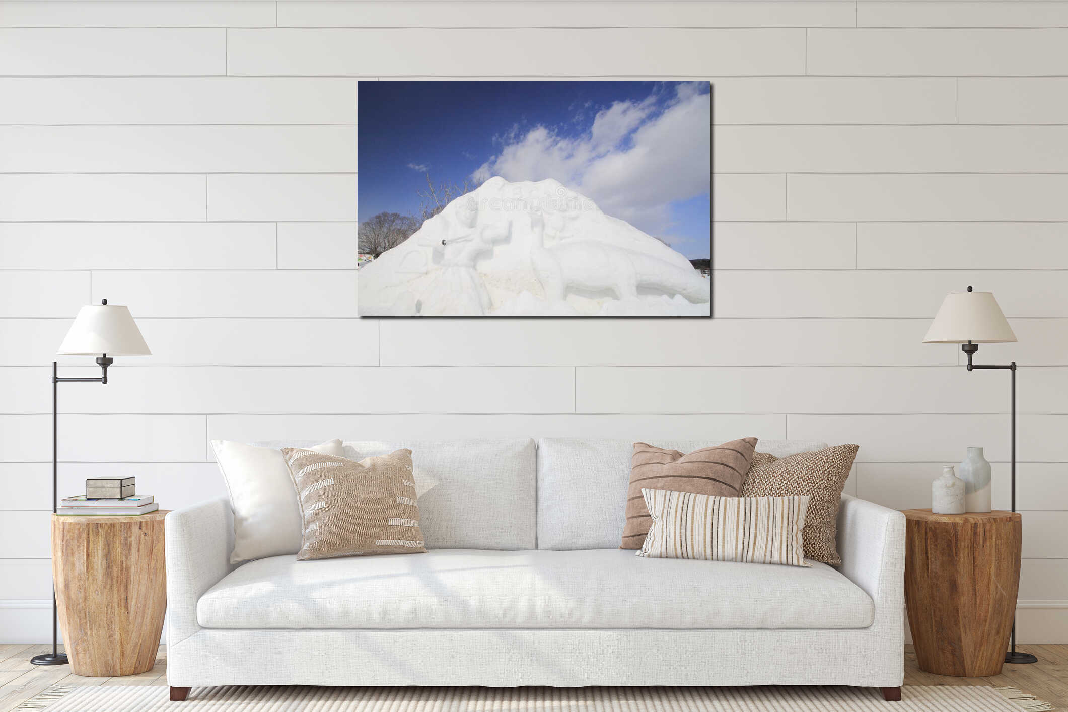 Canvas hanging interior mockup