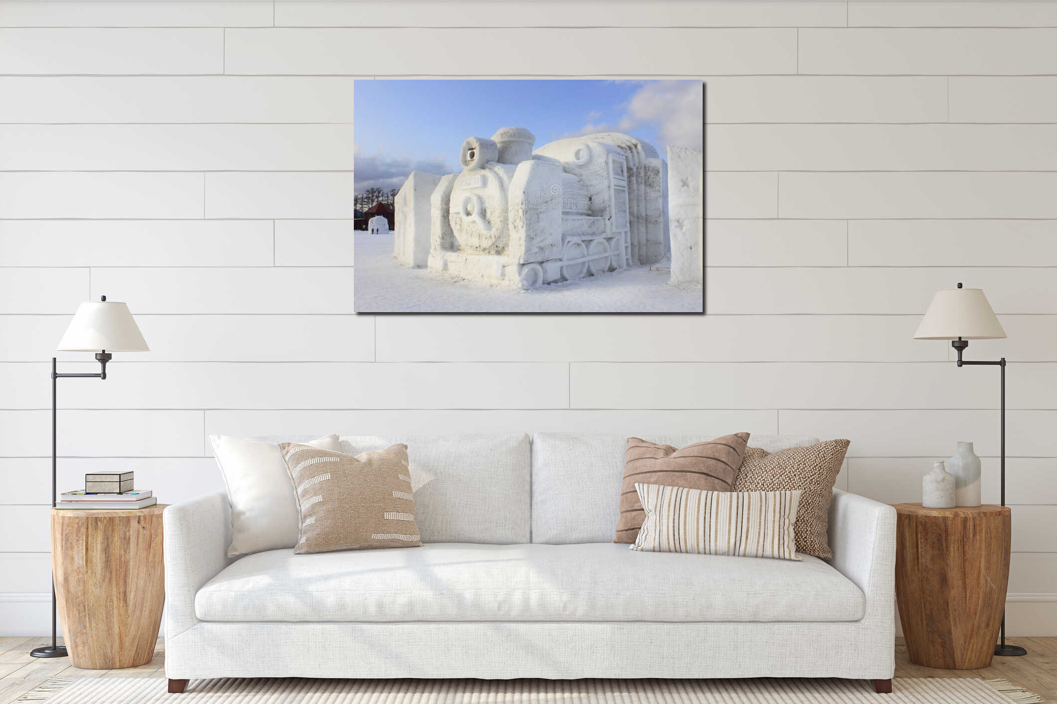 Canvas hanging interior mockup