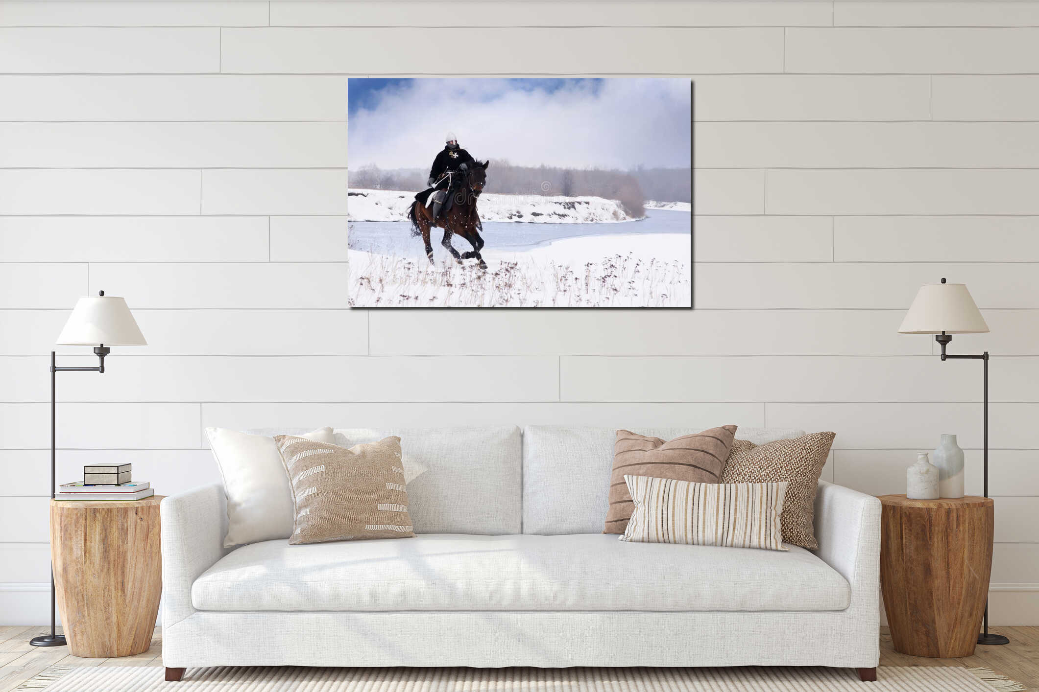 Canvas hanging interior mockup