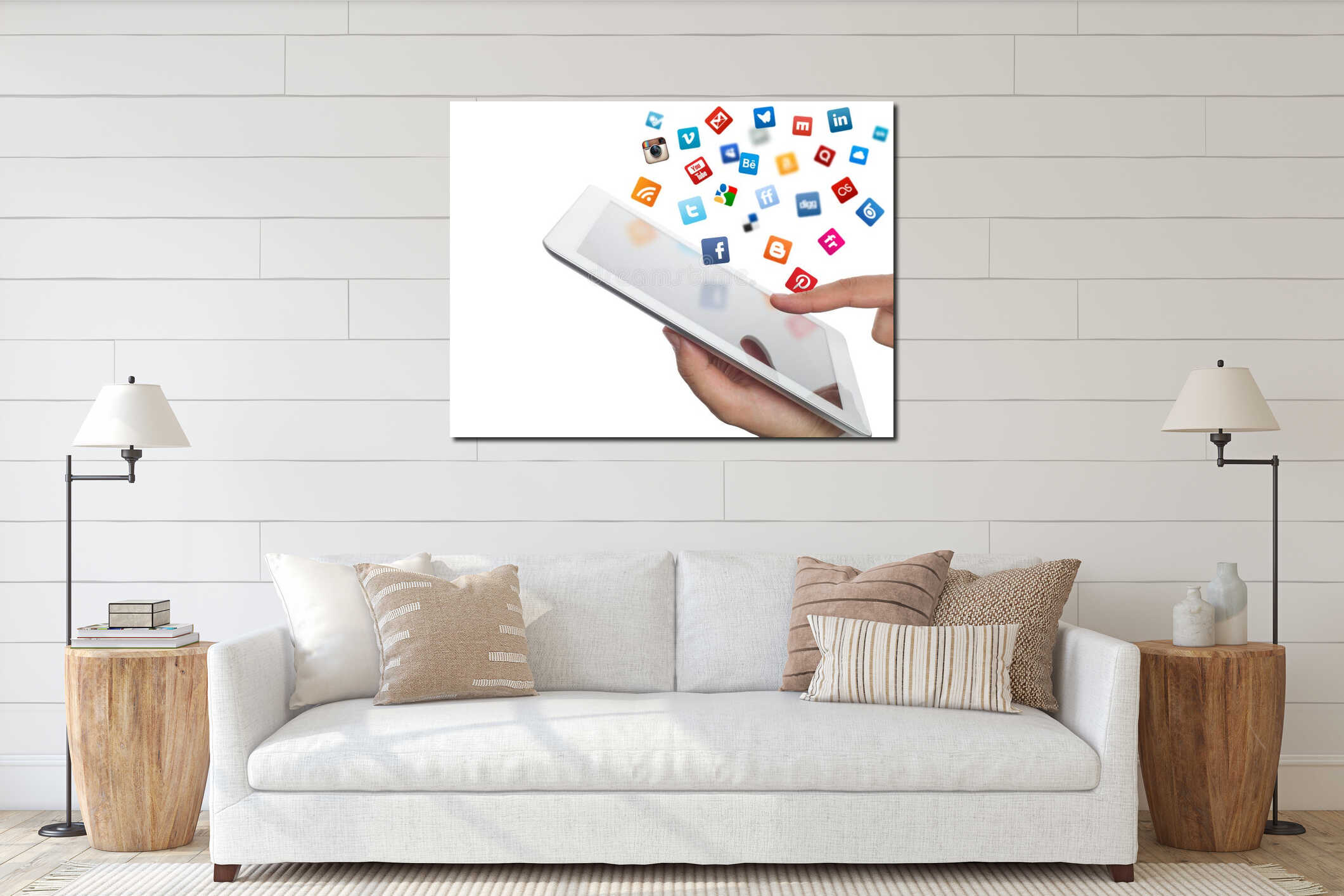 Canvas hanging interior mockup