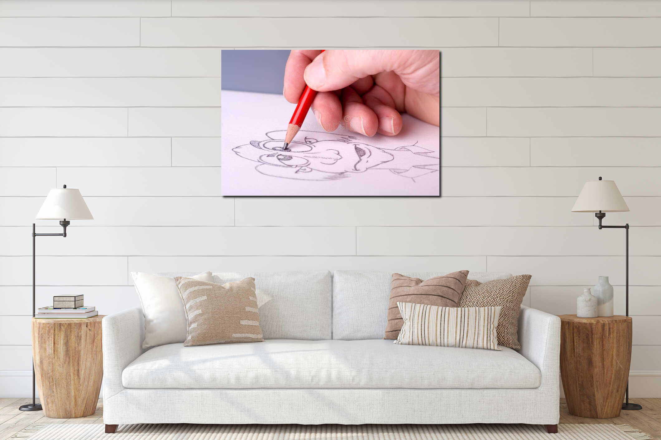 Canvas hanging interior mockup