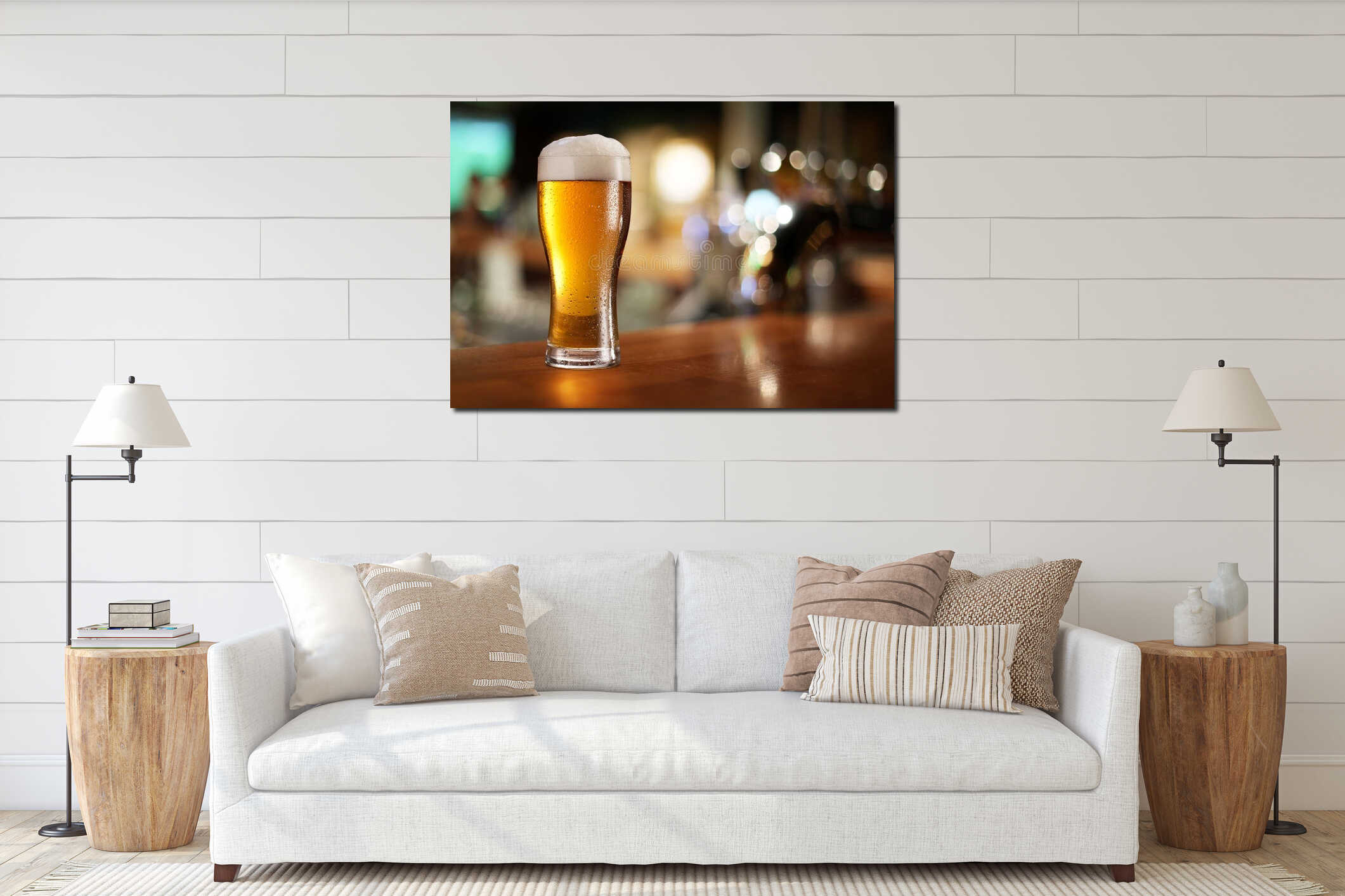 Canvas hanging interior mockup
